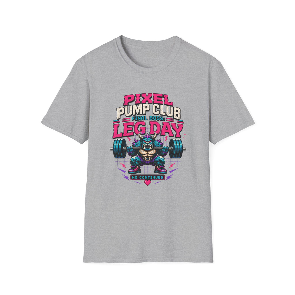 Leg Day T‑Shirt - "Pixel Pump Club Final Boss" Gamer Gym Tee