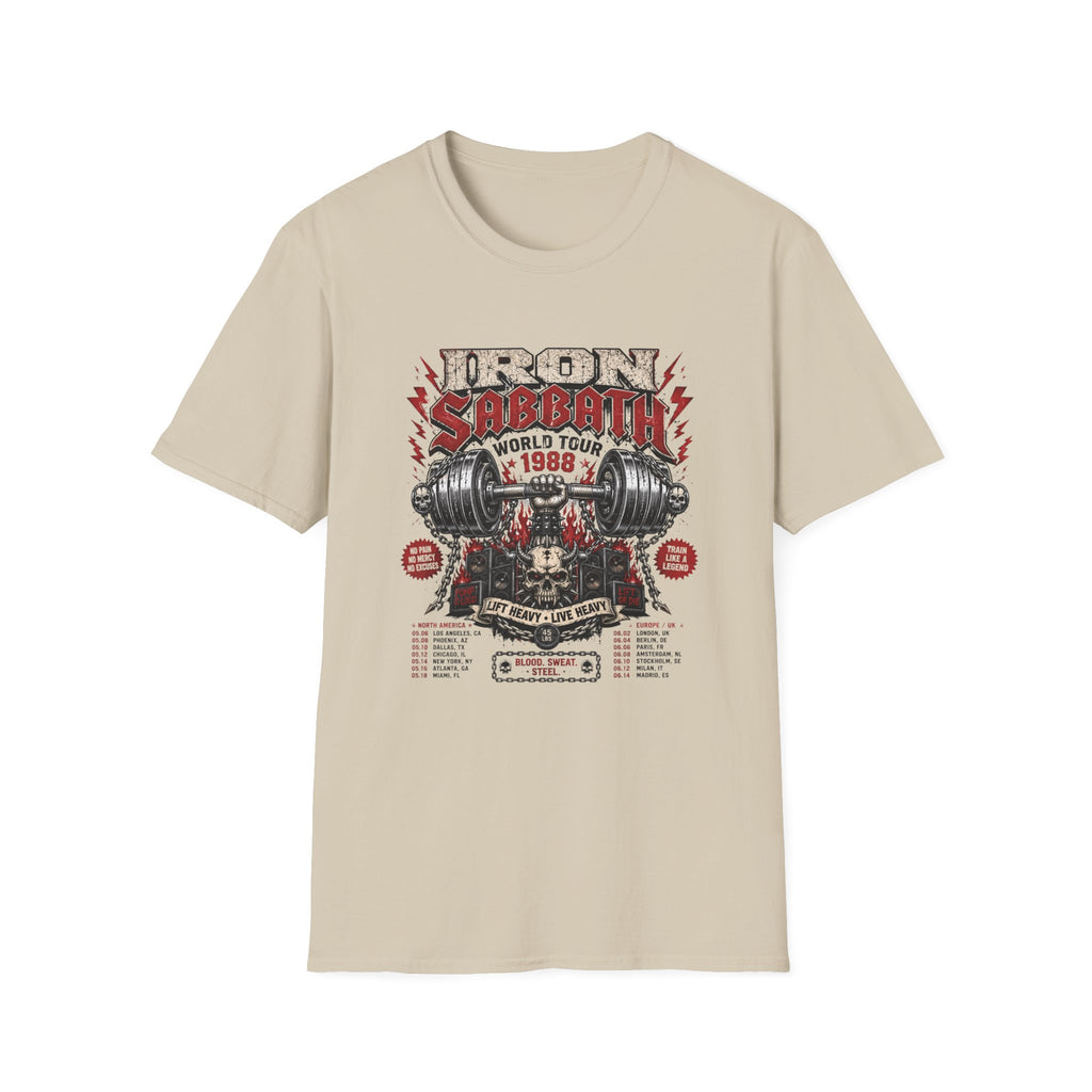 Iron Sabbath 1988 World Tour T-Shirt - Vintage Gym Barbell Rock Tee
