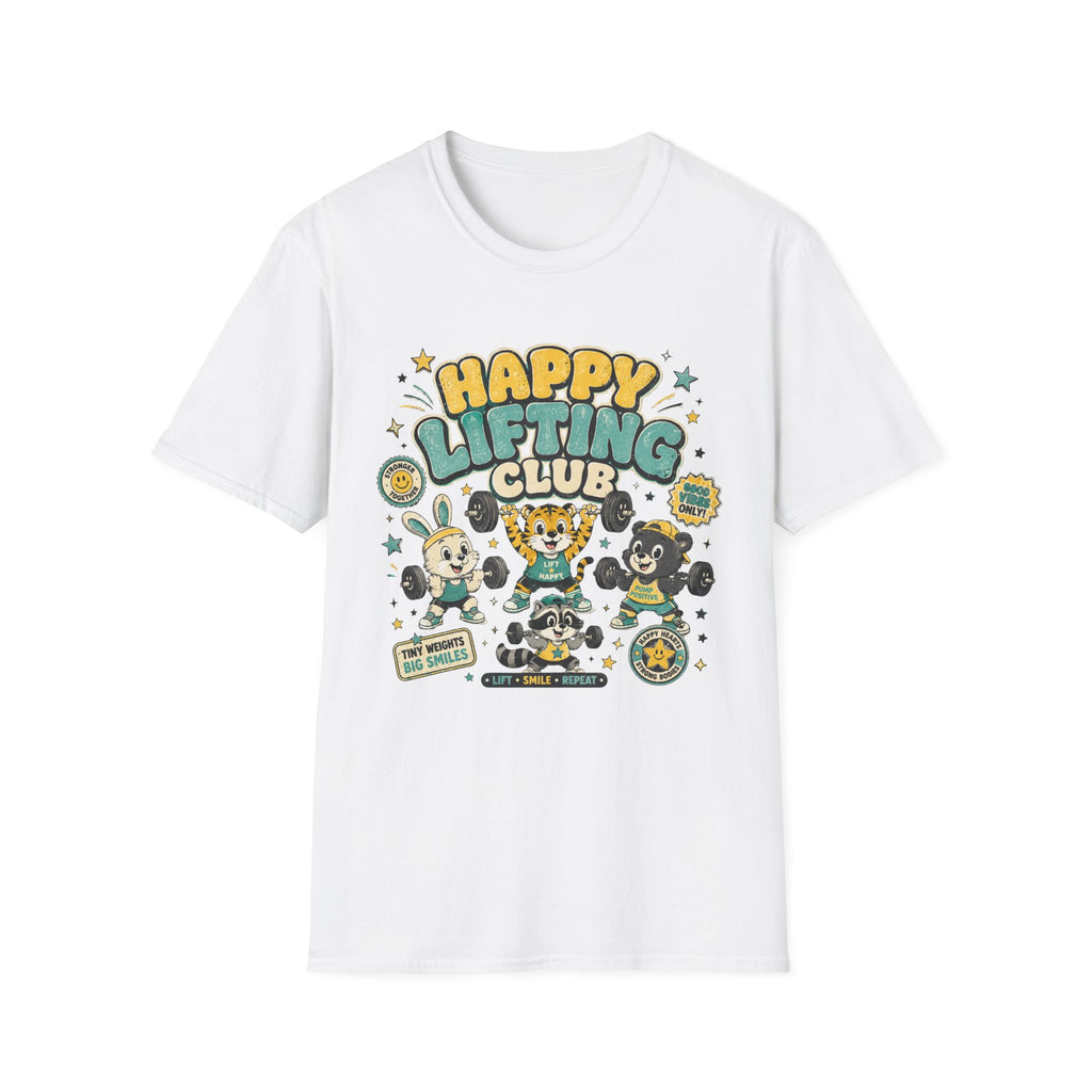 Happy Lifting Club T-Shirt- Cute Gym Animal Weightlifting Tee