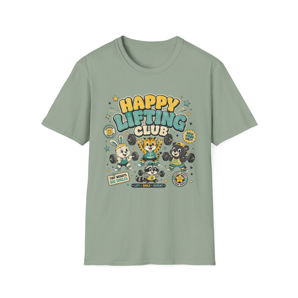 Happy Lifting Club T-Shirt- Cute Gym Animal Weightlifting Tee