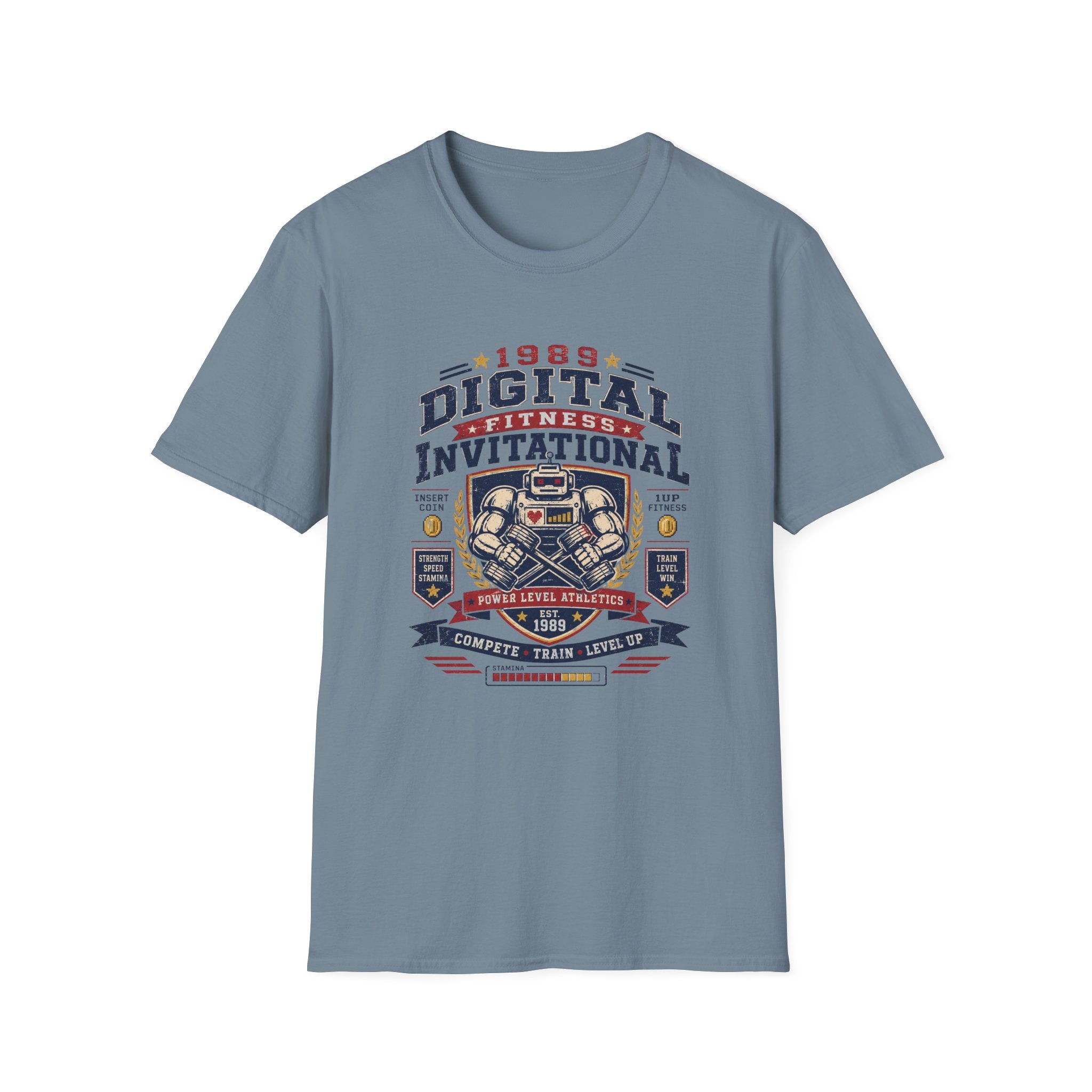 Digital Fitness Invitational T-Shirt - 1989 Retro Gamer Workout Tee