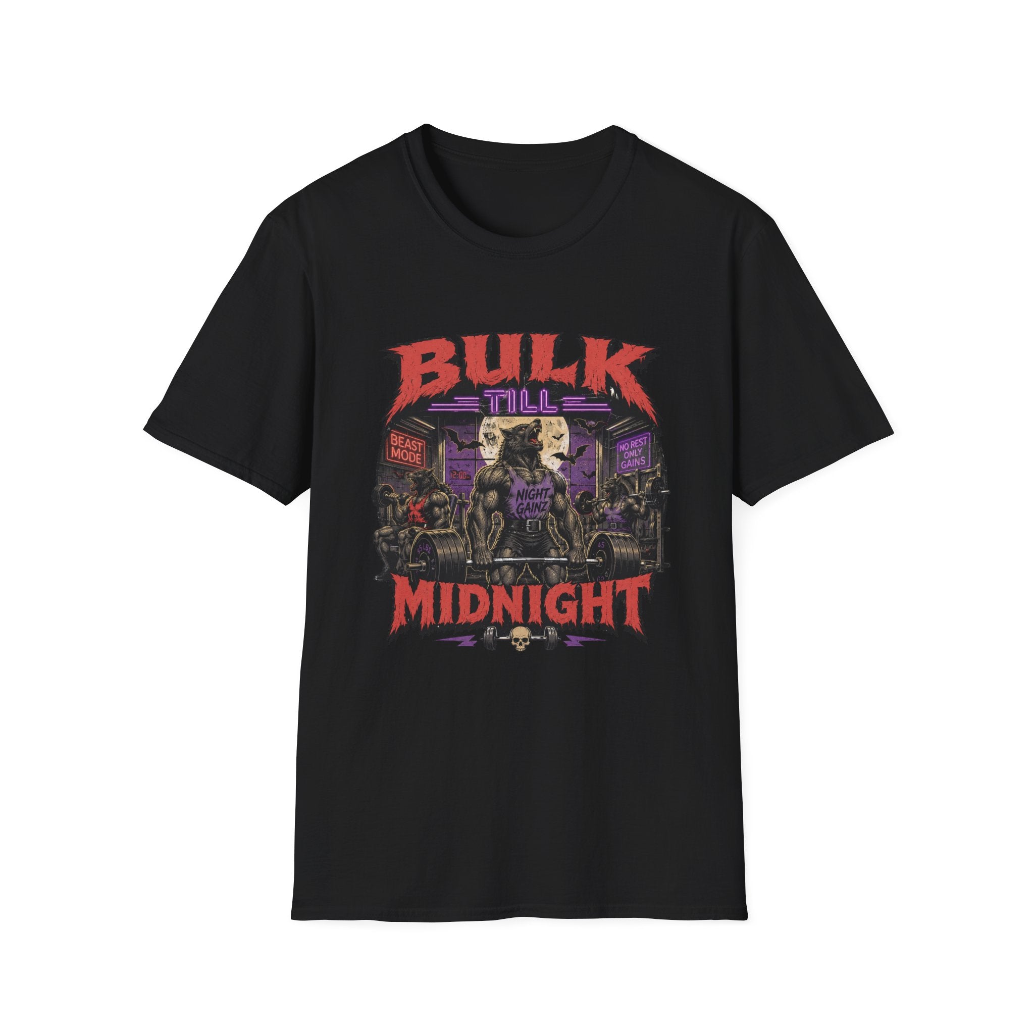 Bulk Till Midnight T-Shirt - Gym Beast Mode Workout Tee