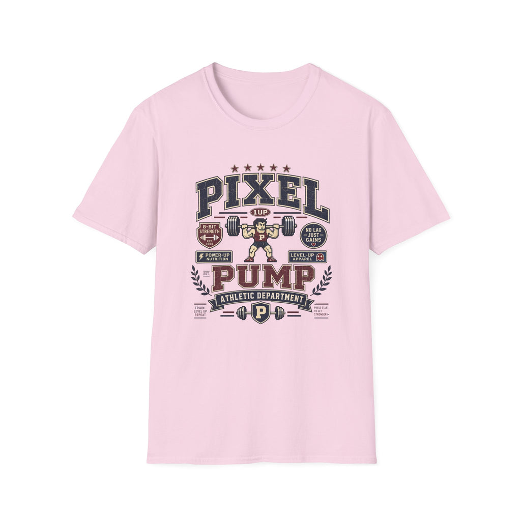 Pixel Pump T-Shirt - Retro 8-Bit Weightlifting Graphic Tee