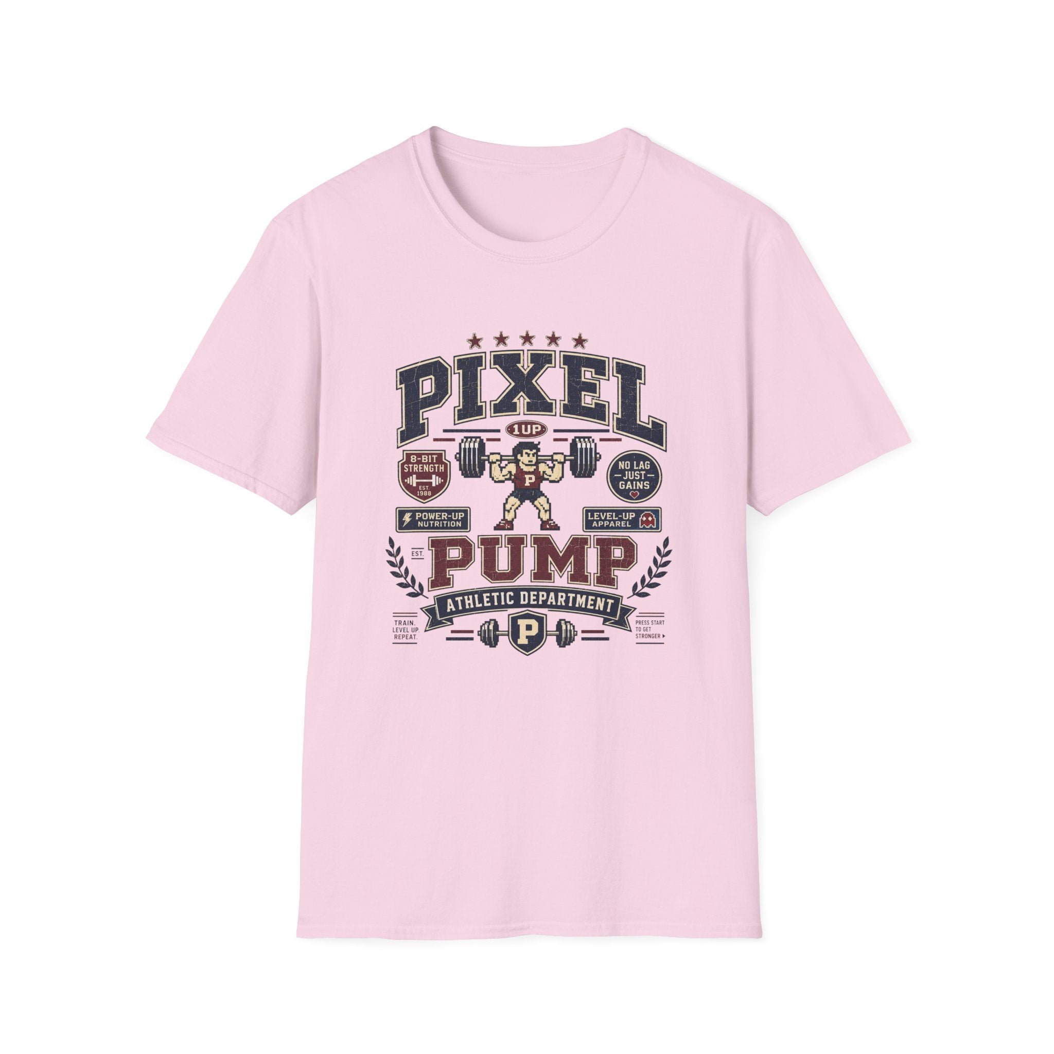 Pixel Pump T-Shirt - Retro 8-Bit Weightlifting Graphic Tee