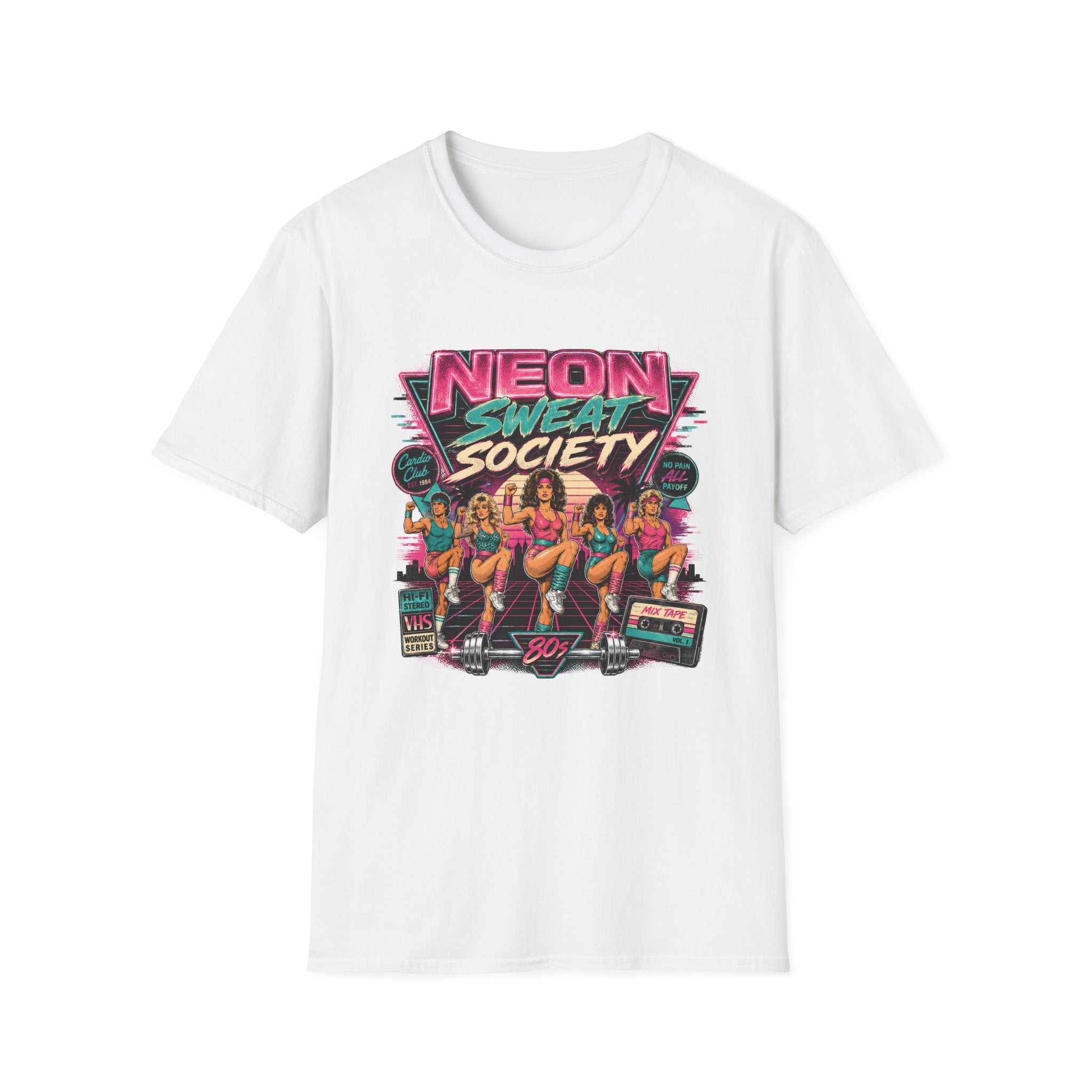 Neon Sweat Society T-Shirt - 80s Retro Fitness Tee