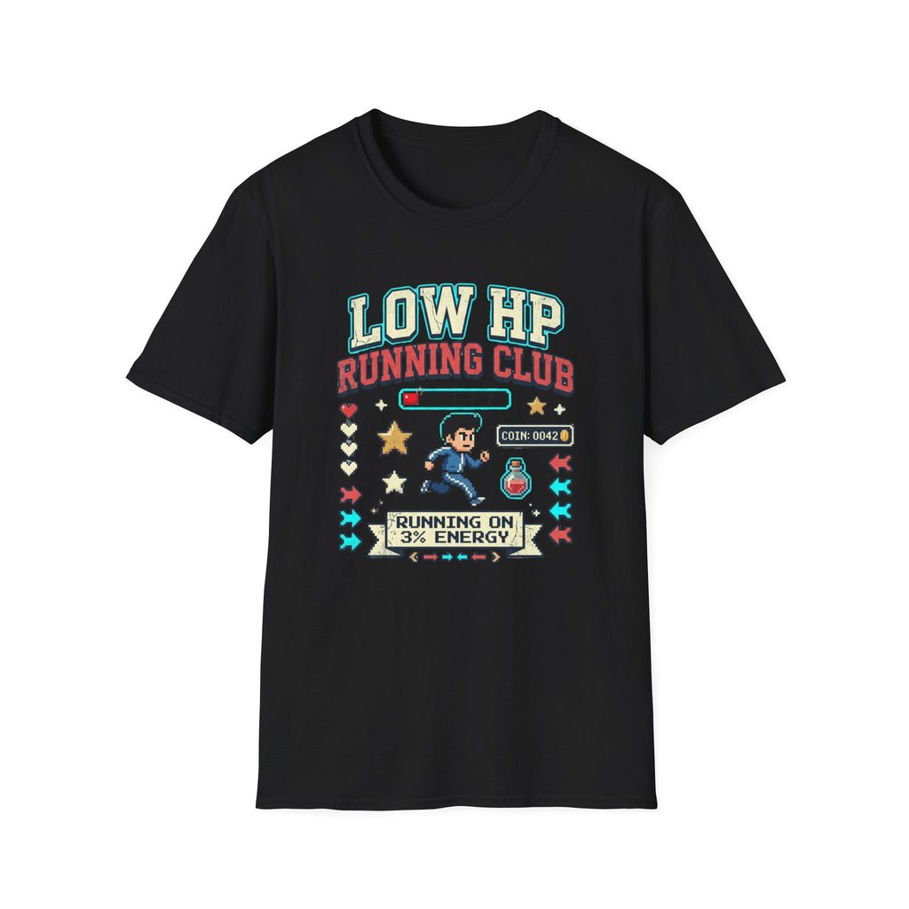 Low HP Running Club T-Shirt - Retro Video Game Gamer Tee