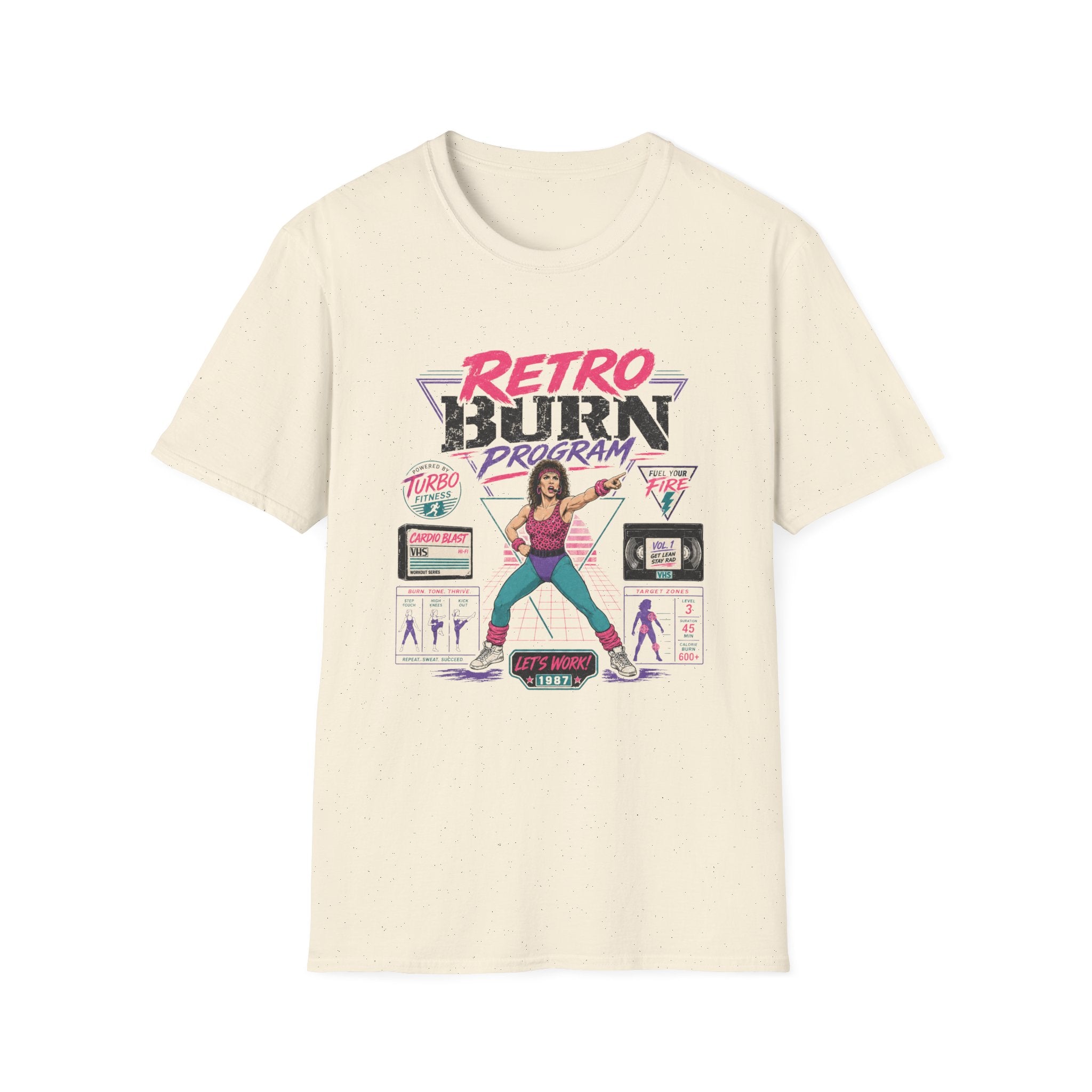Retro Burn Program T-Shirt - 80s Vintage Aerobics Fitness Tee