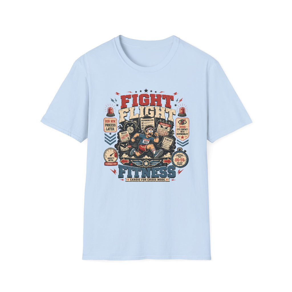 Fight Flight Fitness T-Shirt - Retro Motivational Gym Tee