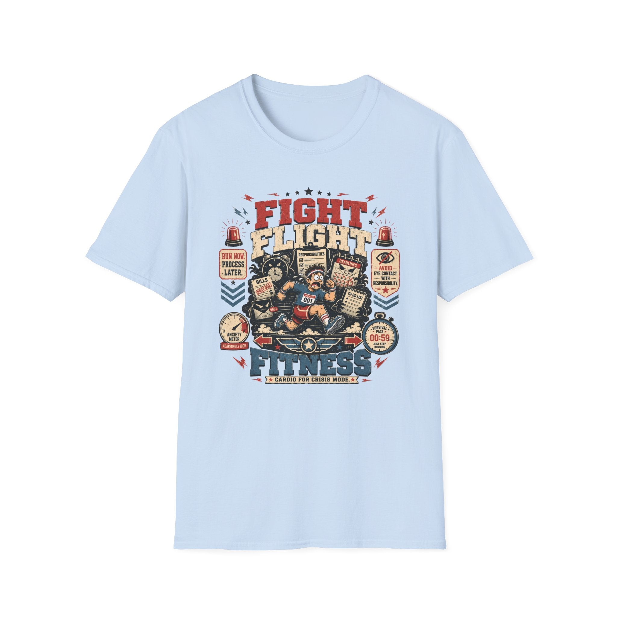 Fight Flight Fitness T-Shirt - Retro Motivational Gym Tee