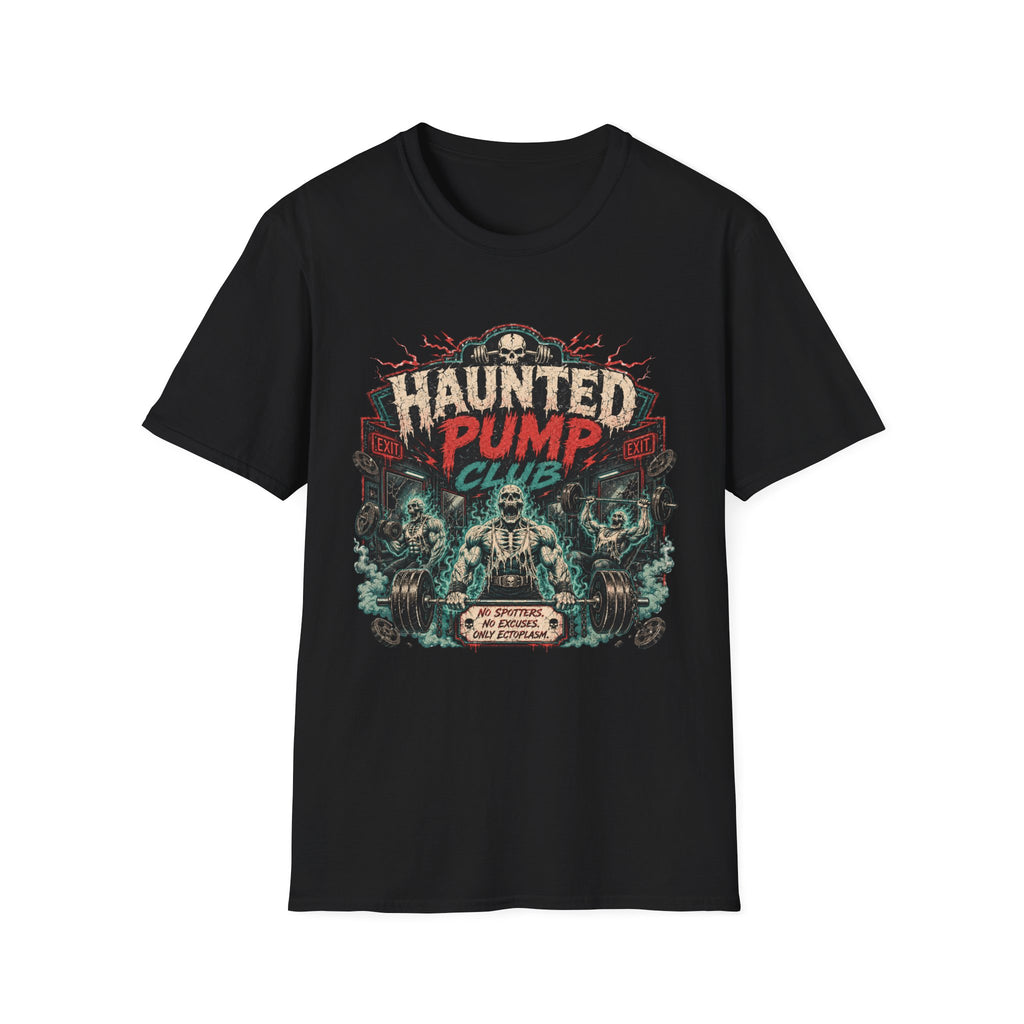 Haunted Pump Club T-Shirt - Vintage Halloween Horror Gym Tee