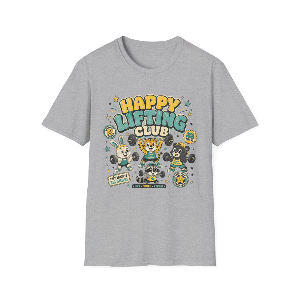 Happy Lifting Club T-Shirt- Cute Gym Animal Weightlifting Tee