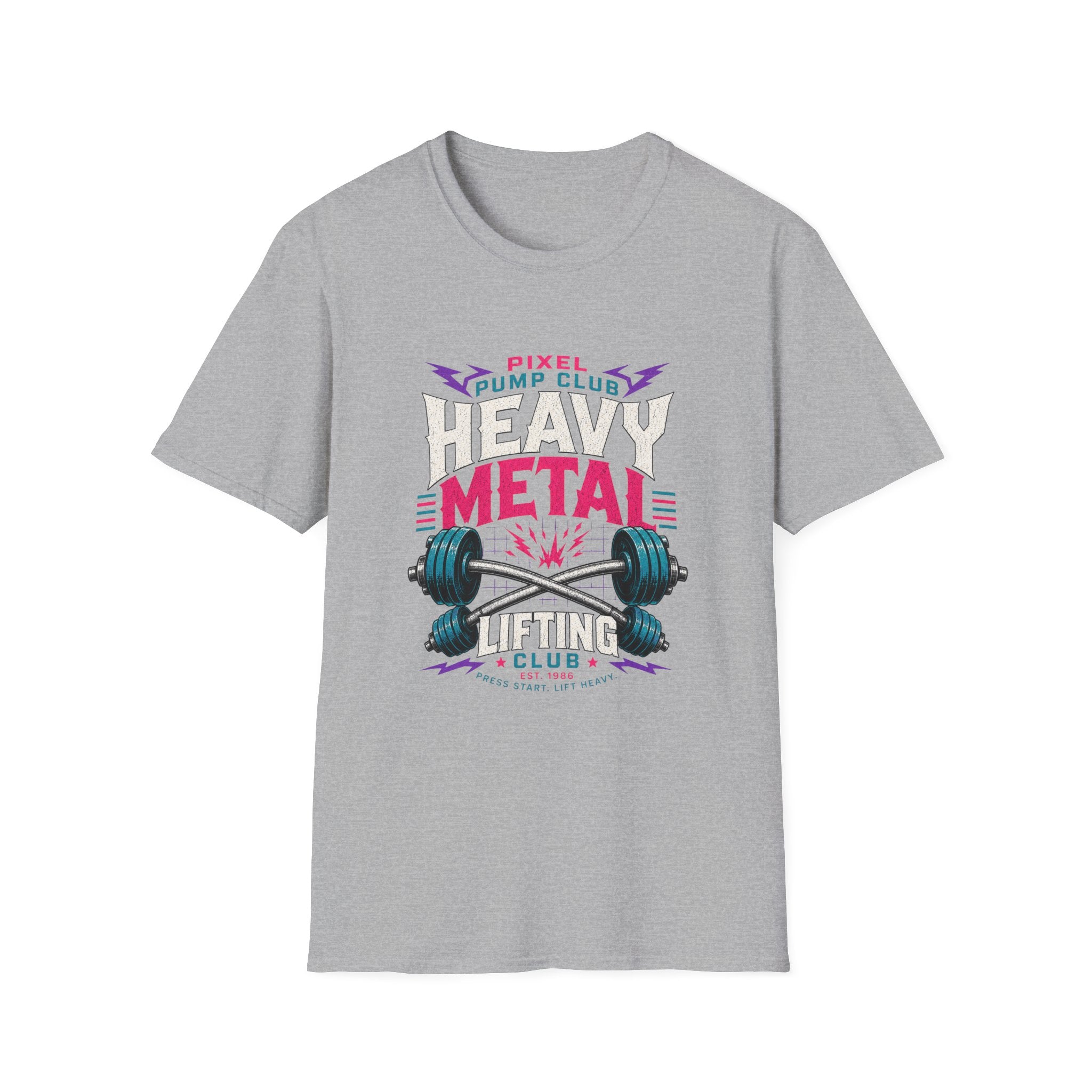 Heavy Metal Lifting Club T-Shirt - Pixel Pump Club Gym Tee