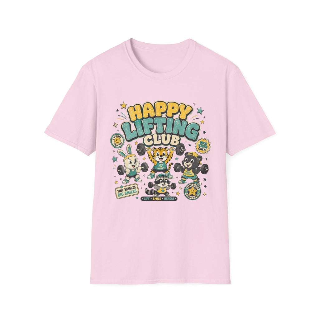Happy Lifting Club T-Shirt- Cute Gym Animal Weightlifting Tee