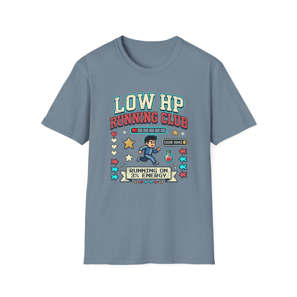 Low HP Running Club T-Shirt - Retro Video Game Gamer Tee