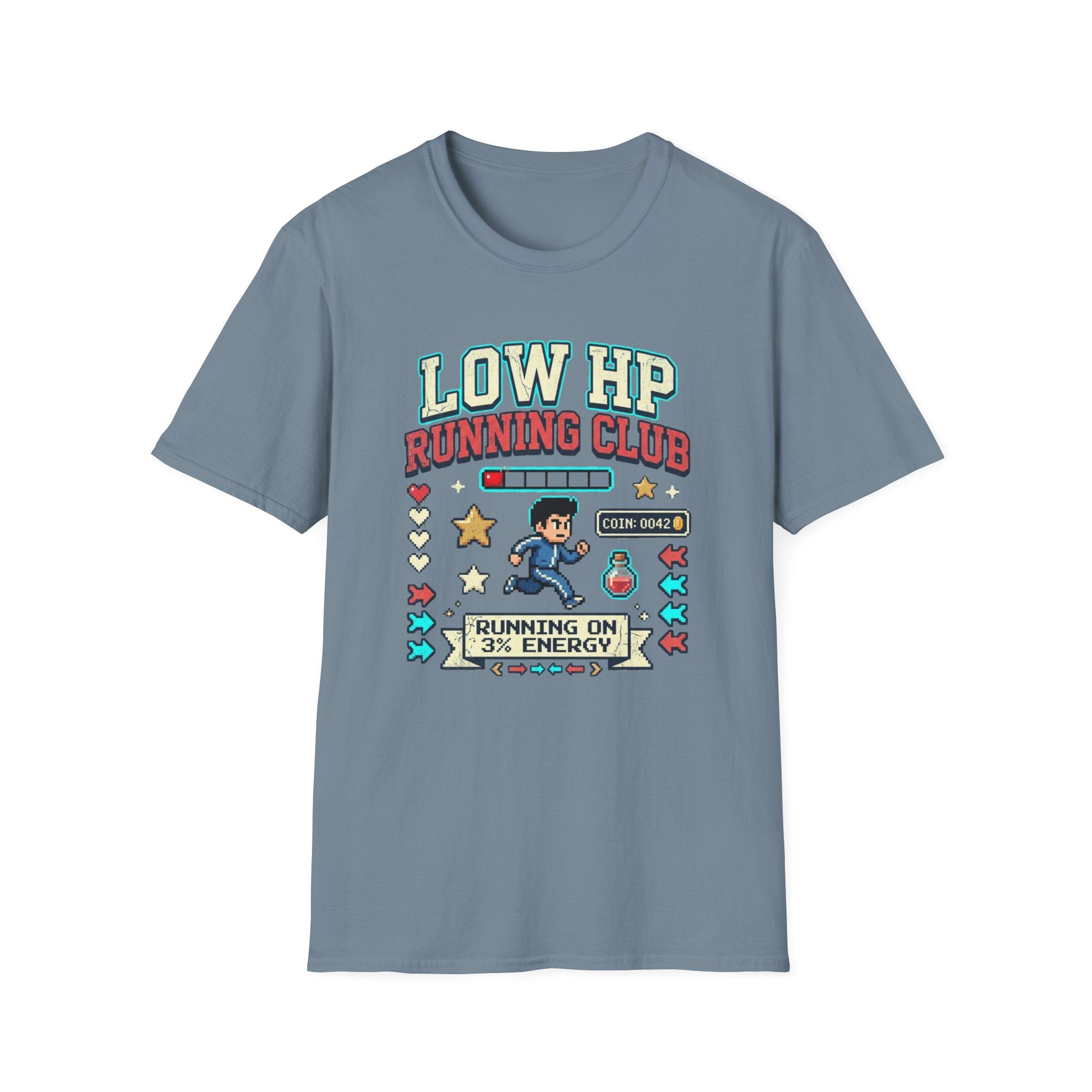 Low HP Running Club T-Shirt - Retro Video Game Gamer Tee