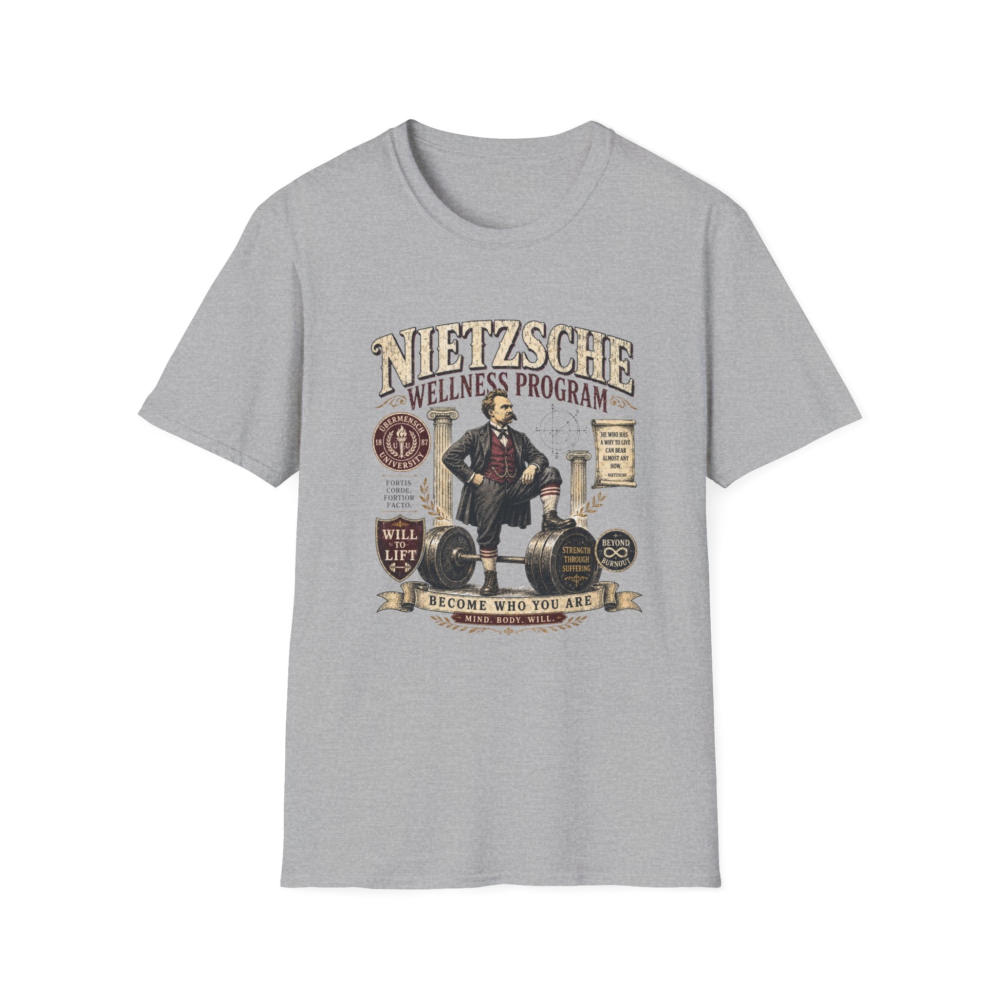 Nietzsche Wellness Program T-Shirt - 'Become Who You Are' Philosophical Vintage Tee