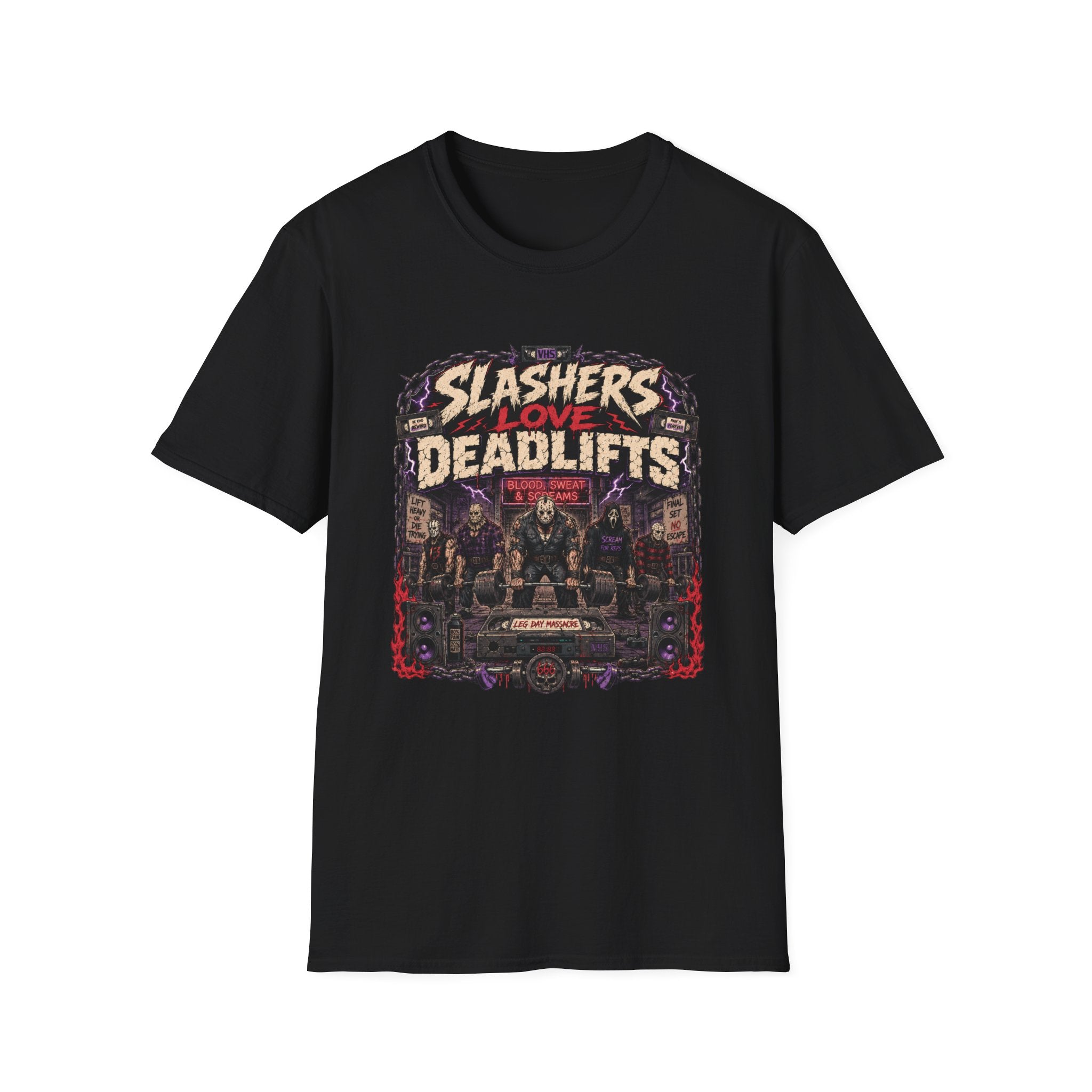Slasher Gym T‑Shirt - "Slashers Love Deadlifts" Horror Workout Tee