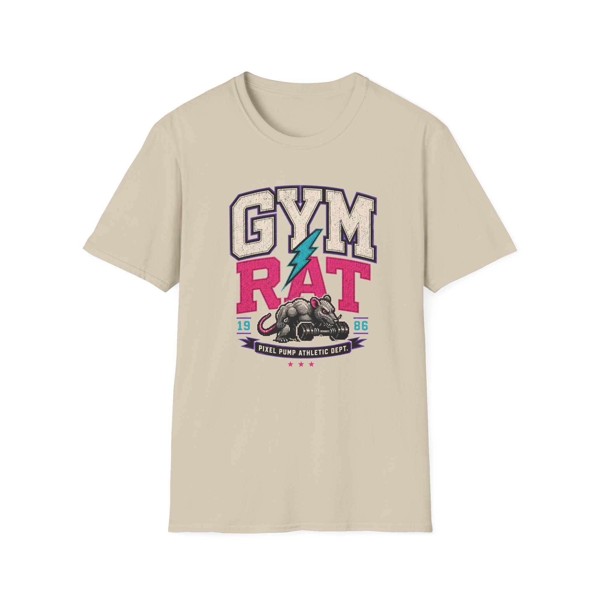 Gym Rat T‑Shirt - Retro Lightning Fitness Tee for Gym Lovers