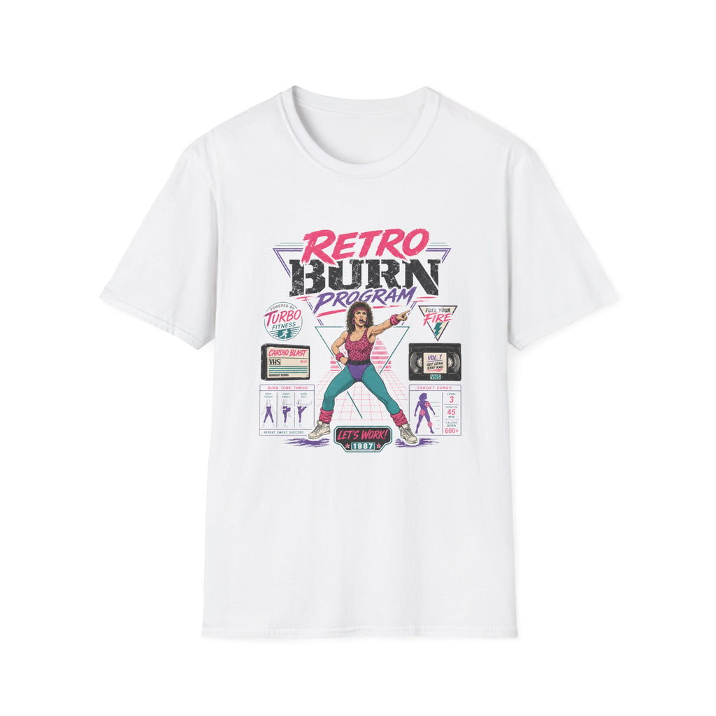 Retro Burn Program T-Shirt - 80s Vintage Aerobics Fitness Tee