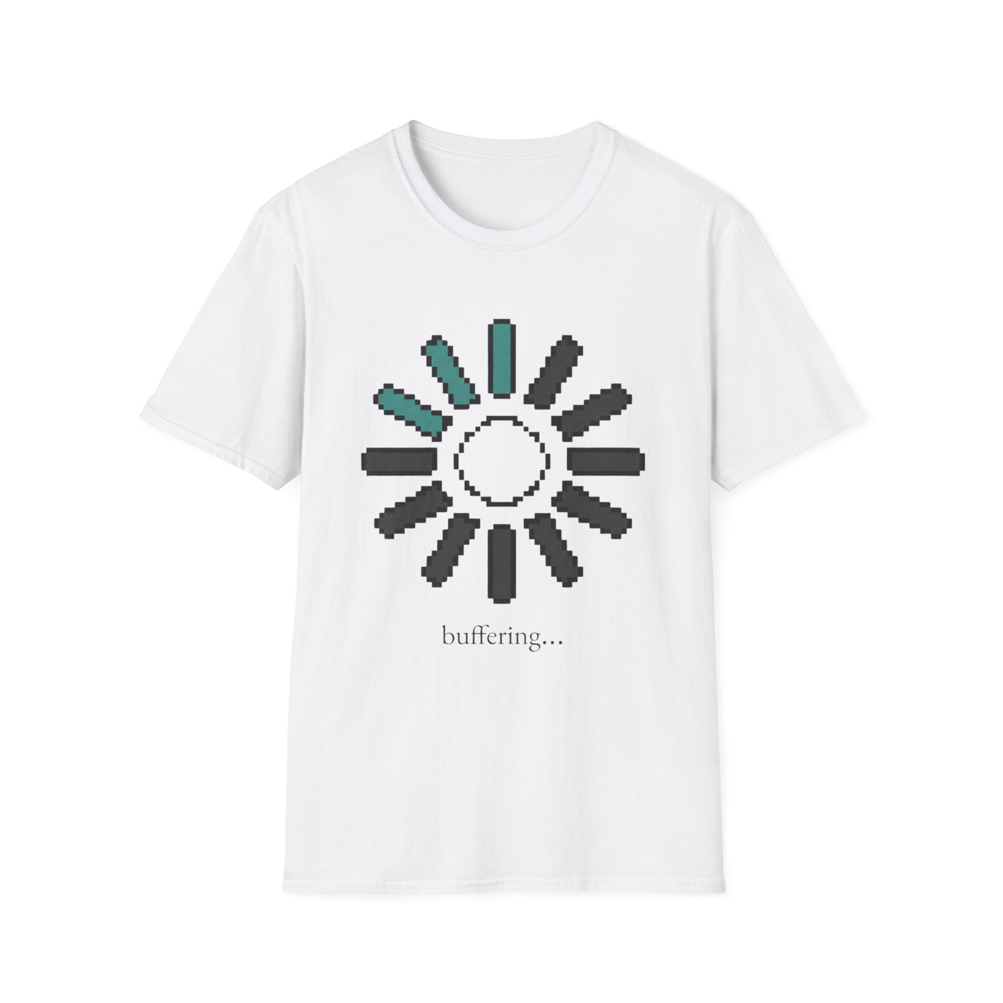 Loading Sun Pixel Tee - "buffering..." Retro Tech Graphic T-Shirt