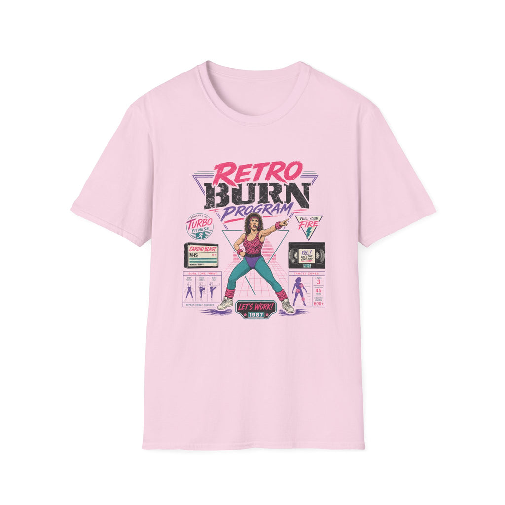 Retro Burn Program T-Shirt - 80s Vintage Aerobics Fitness Tee