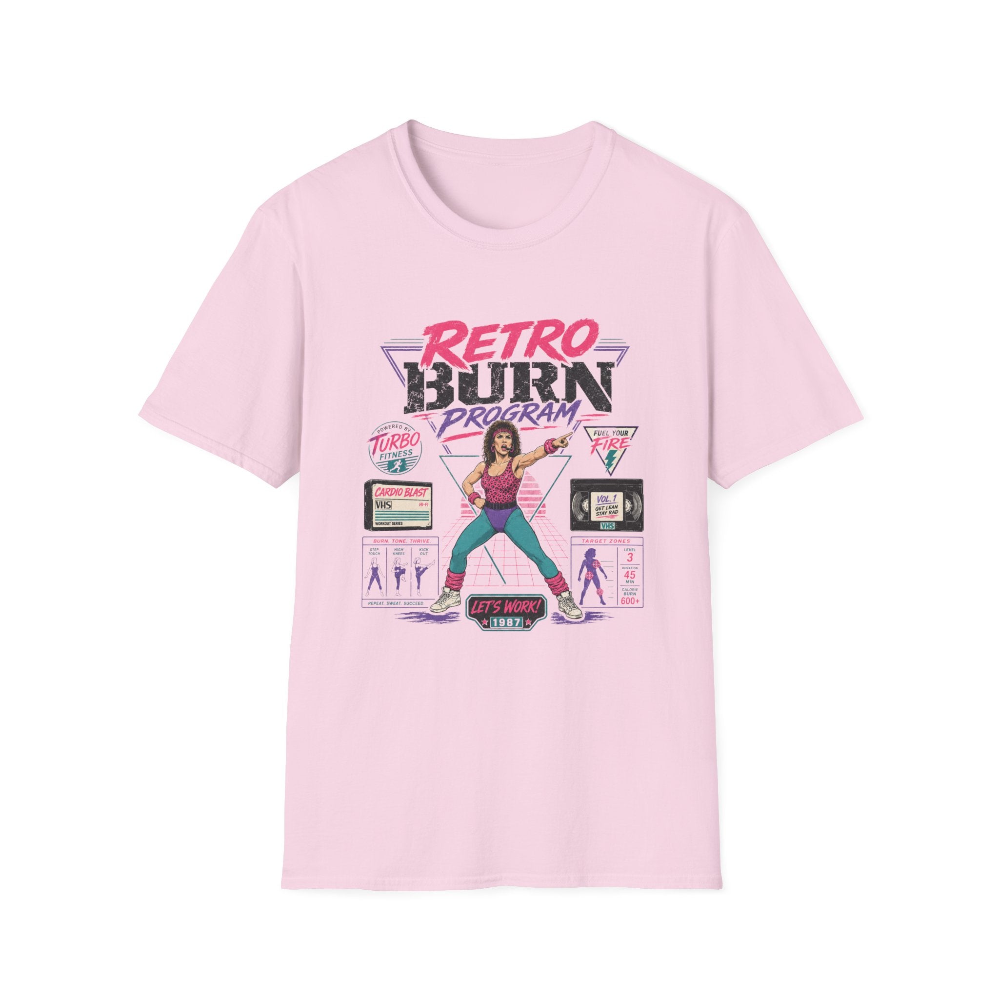Retro Burn Program T-Shirt - 80s Vintage Aerobics Fitness Tee