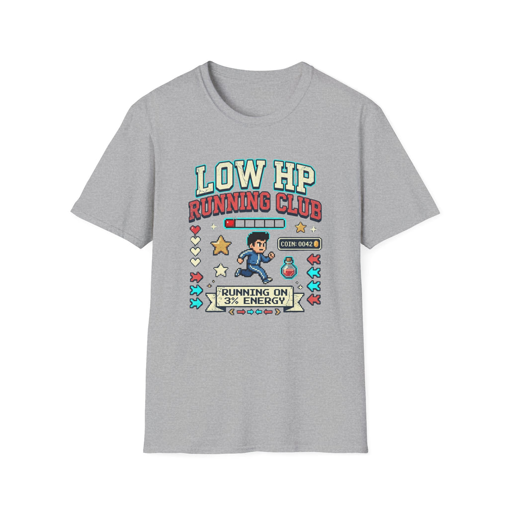 Low HP Running Club T-Shirt - Retro Video Game Gamer Tee