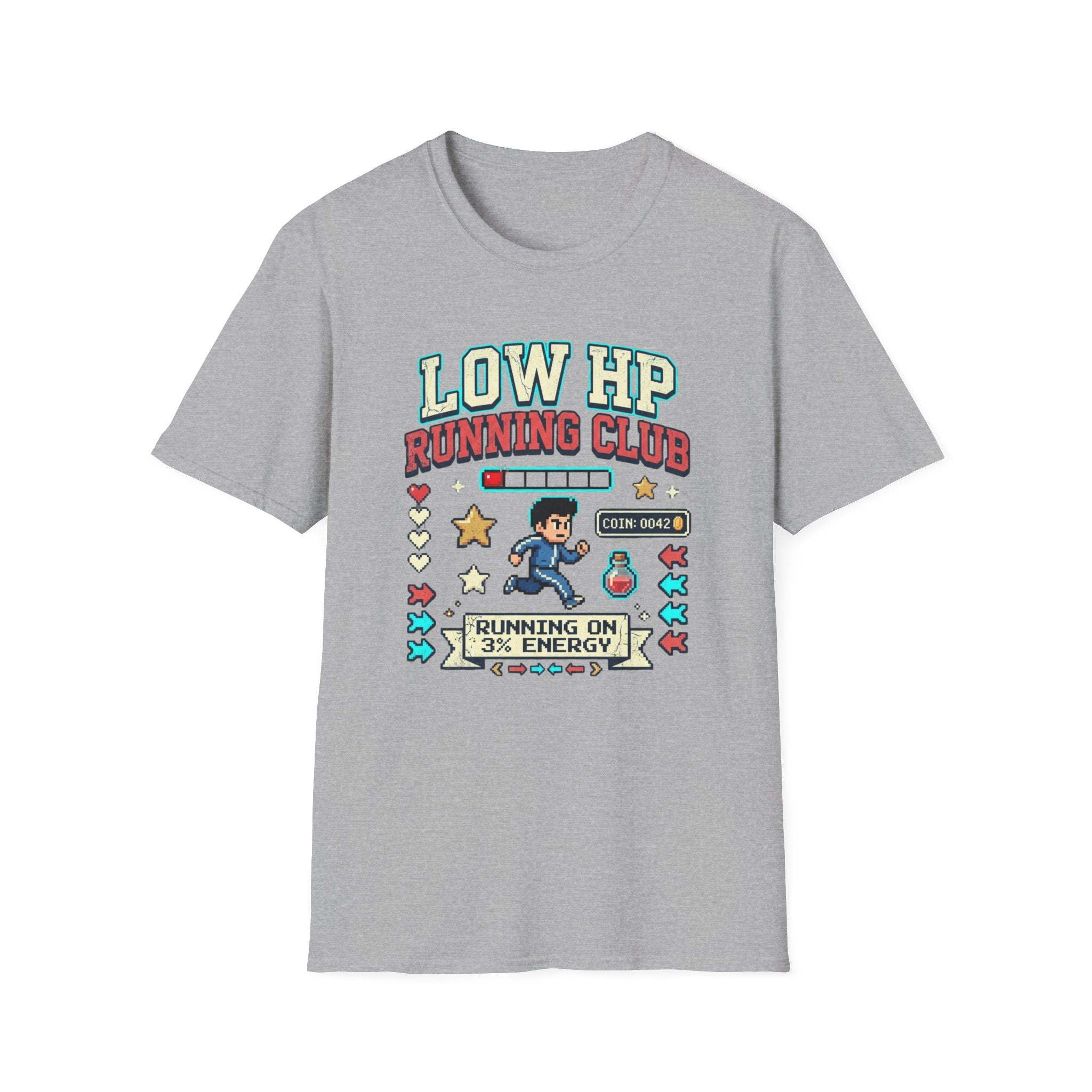 Low HP Running Club T-Shirt - Retro Video Game Gamer Tee