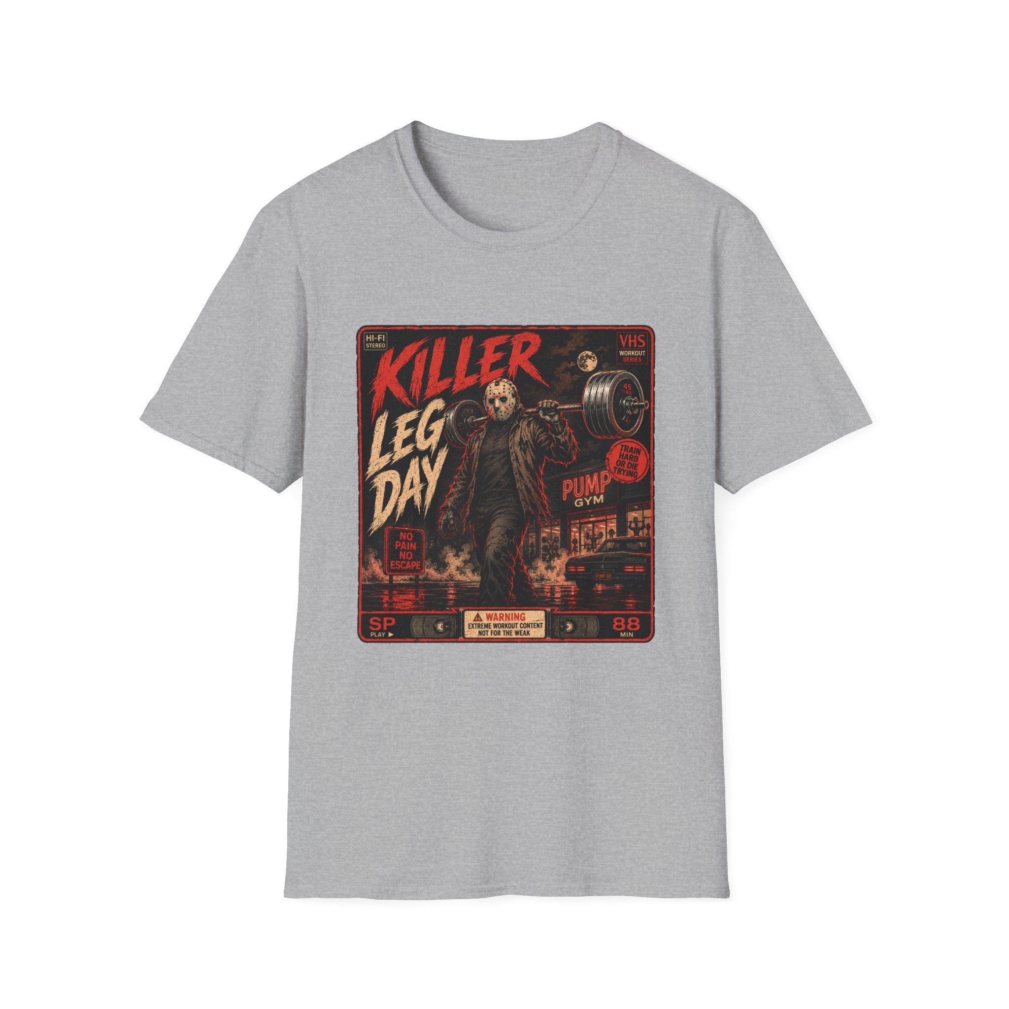 Killer Leg Day T-Shirt - Retro Horror Gym Tee ("Killer Leg Day")