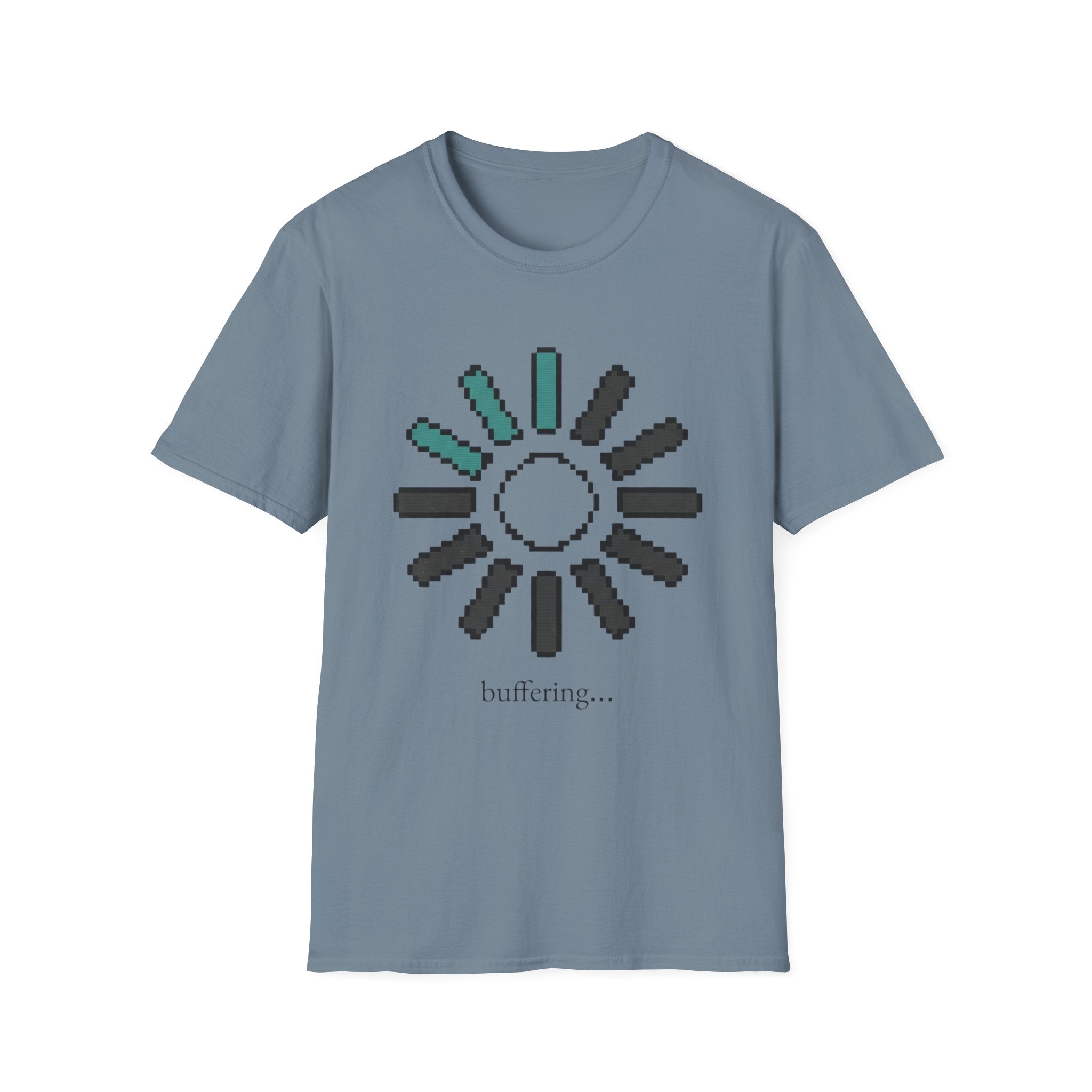 Loading Sun Pixel Tee - "buffering..." Retro Tech Graphic T-Shirt