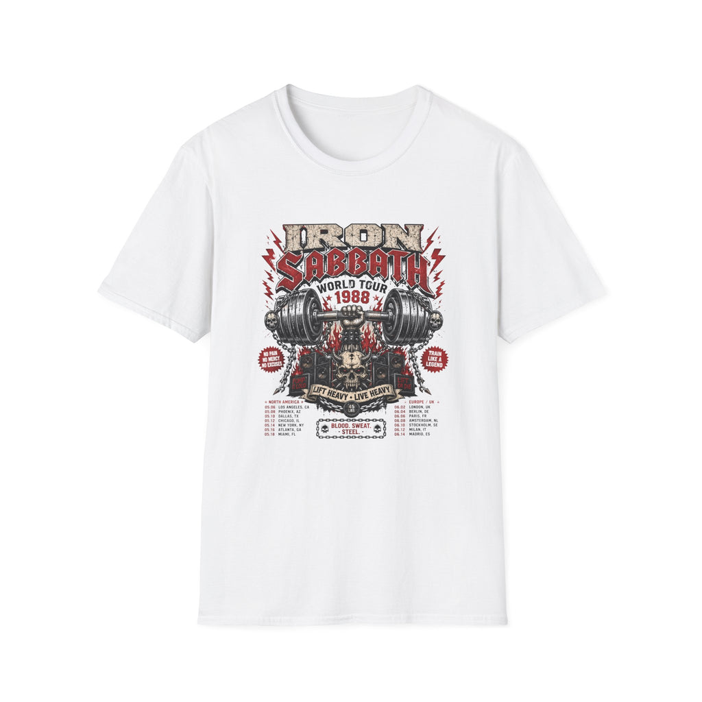 Iron Sabbath 1988 World Tour T-Shirt - Vintage Gym Barbell Rock Tee