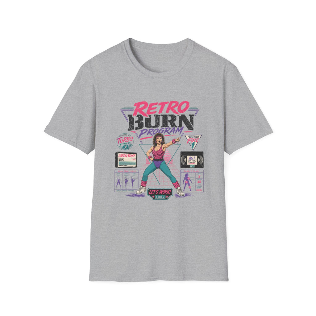 Retro Burn Program T-Shirt - 80s Vintage Aerobics Fitness Tee