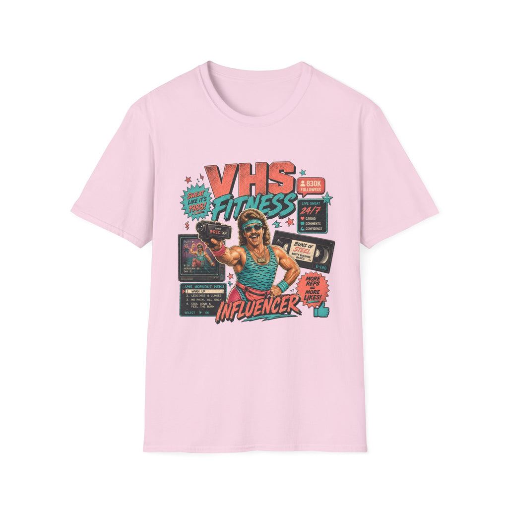VHS Fitness Retro T-Shirt - "Influencer" 80s Workout Vintage Tee