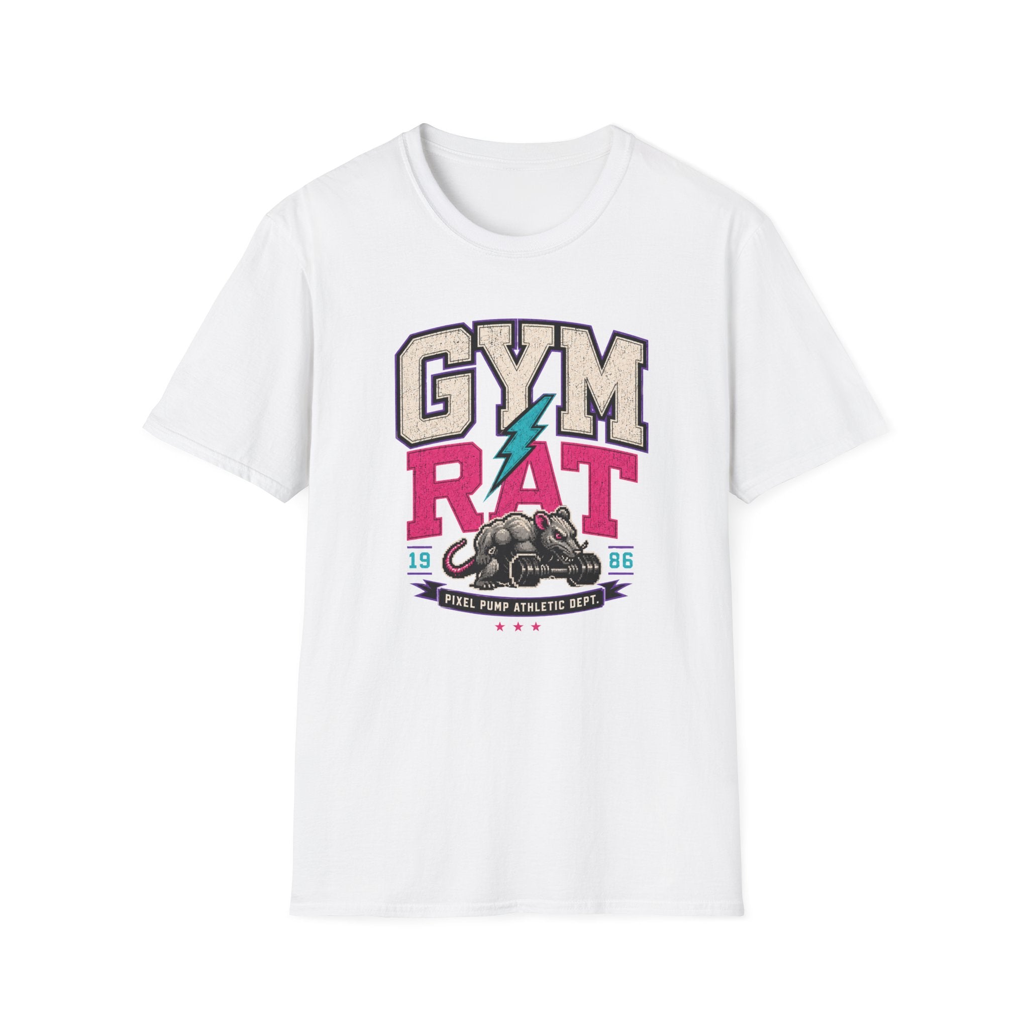 Gym Rat T‑Shirt - Retro Lightning Fitness Tee for Gym Lovers