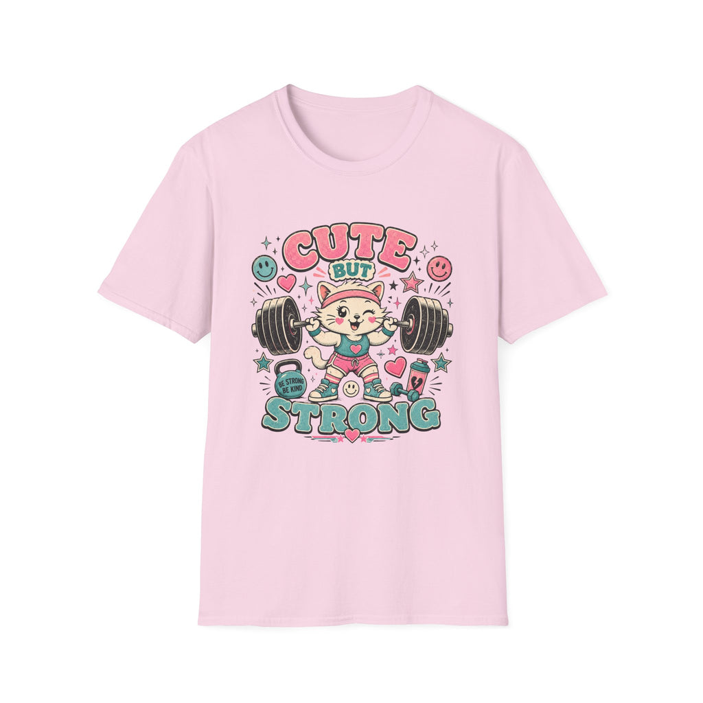 Cute But Strong T-Shirt - Kawaii Weightlifting Cat Gym Tee