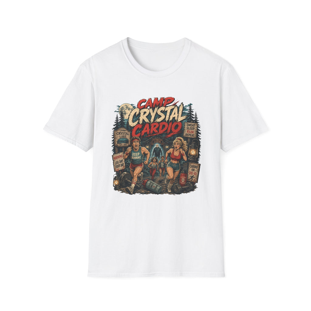 Camp Crystal Cardio T-Shirt - Retro Horror Fitness Tee