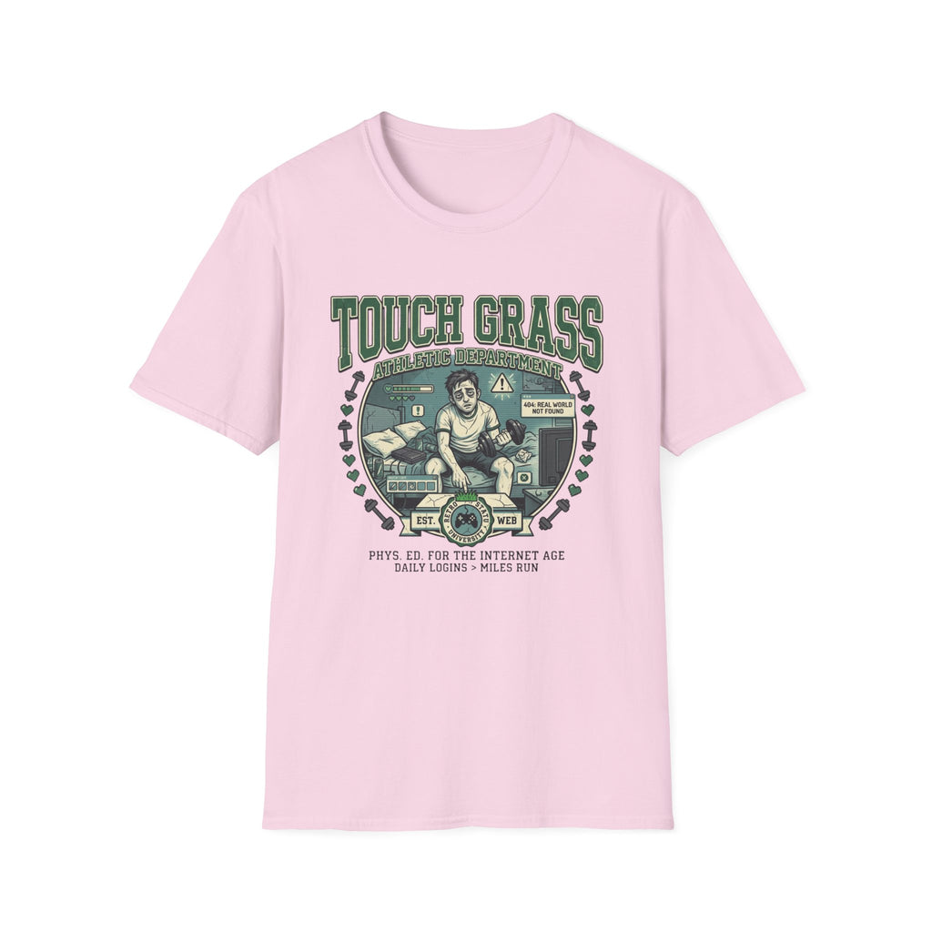 Retro Athletic 'Touch Grass' Graphic Tee for Gamers & Introverts