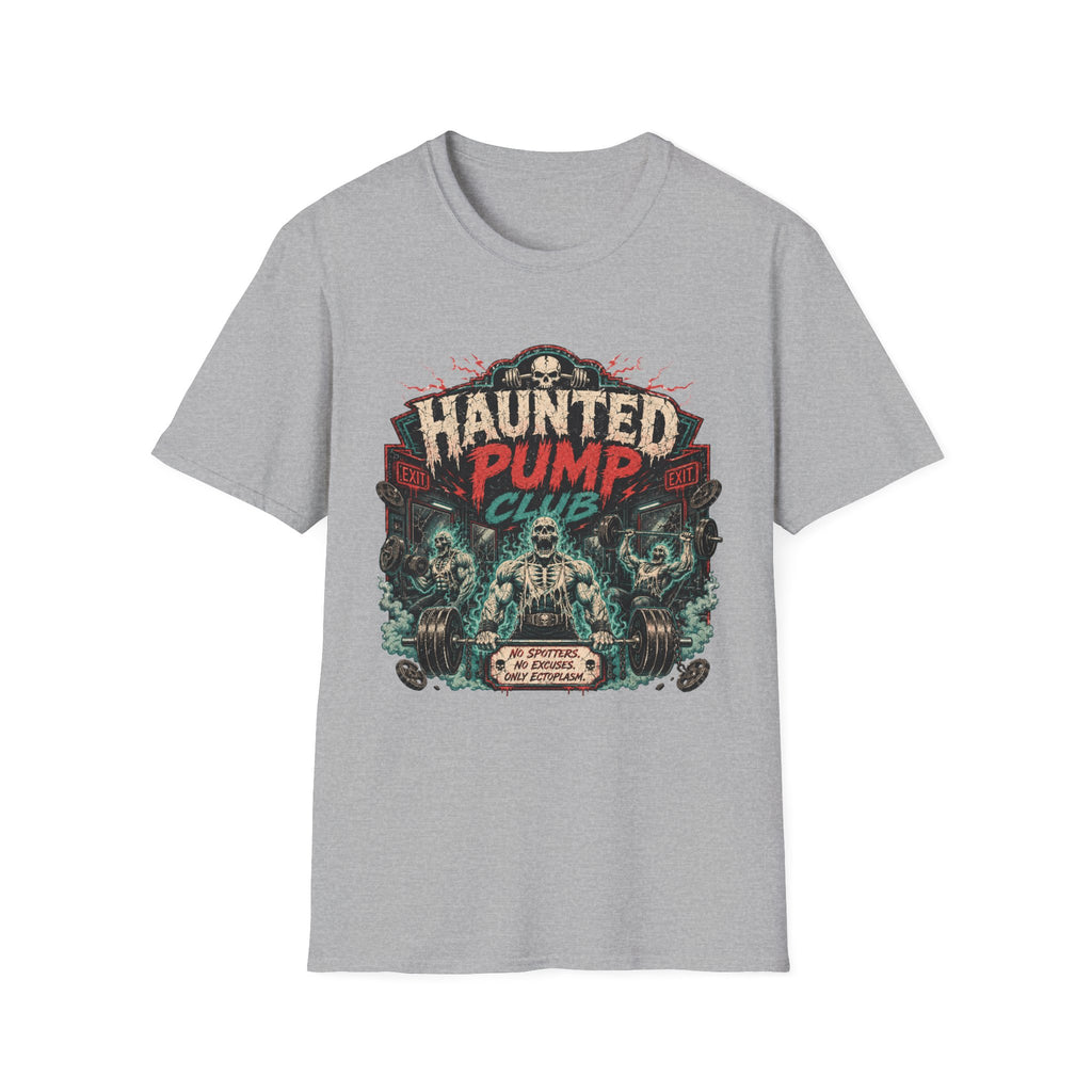 Haunted Pump Club T-Shirt - Vintage Halloween Horror Gym Tee