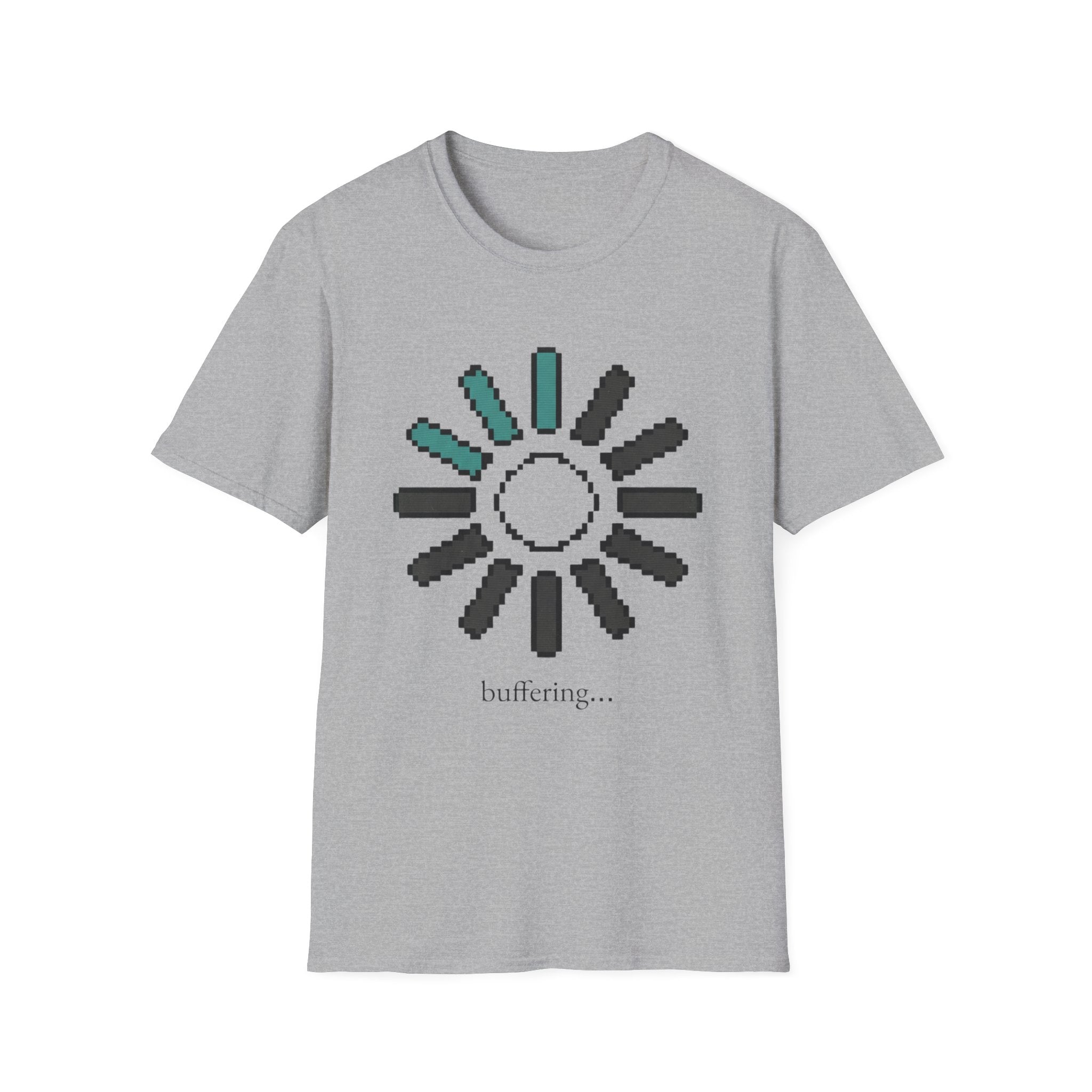 Loading Sun Pixel Tee - "buffering..." Retro Tech Graphic T-Shirt