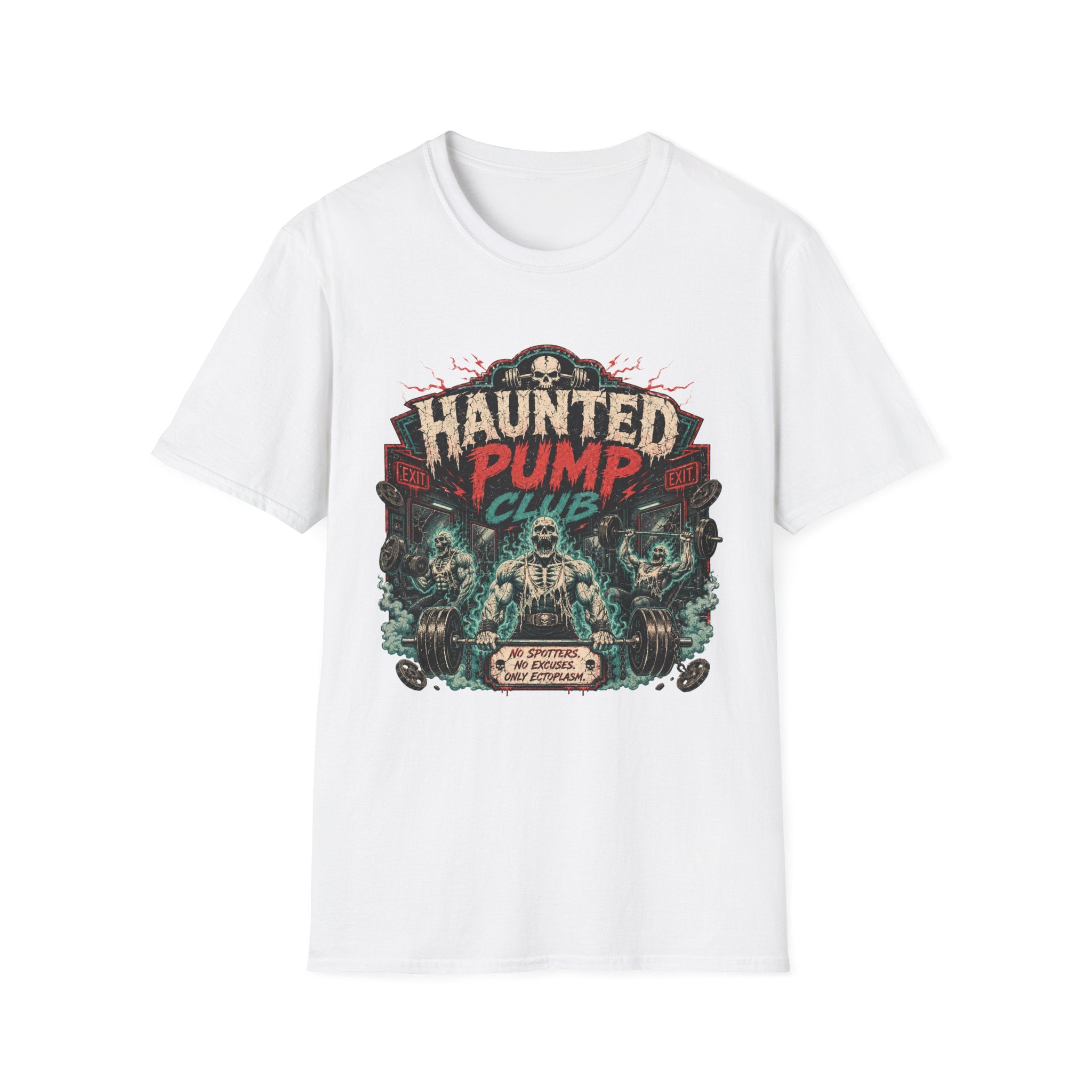 Haunted Pump Club T-Shirt - Vintage Halloween Horror Gym Tee