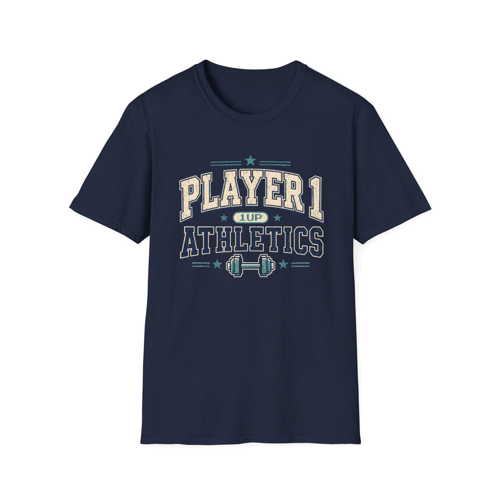 Player 1 Athletics T-Shirt - Vintage Gamer Fitness Tee