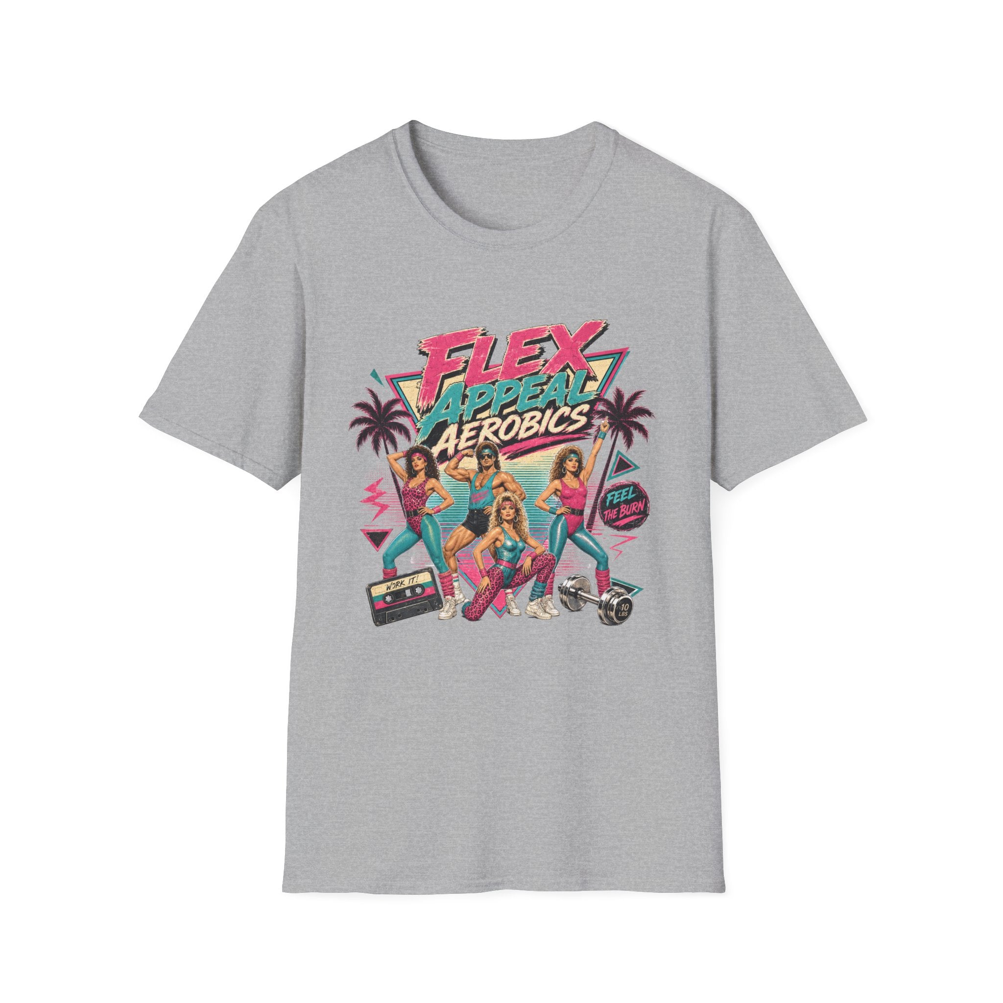 Retro 'Flex Appeal Aerobics' T-Shirt - 80s Fitness Vibe Tee