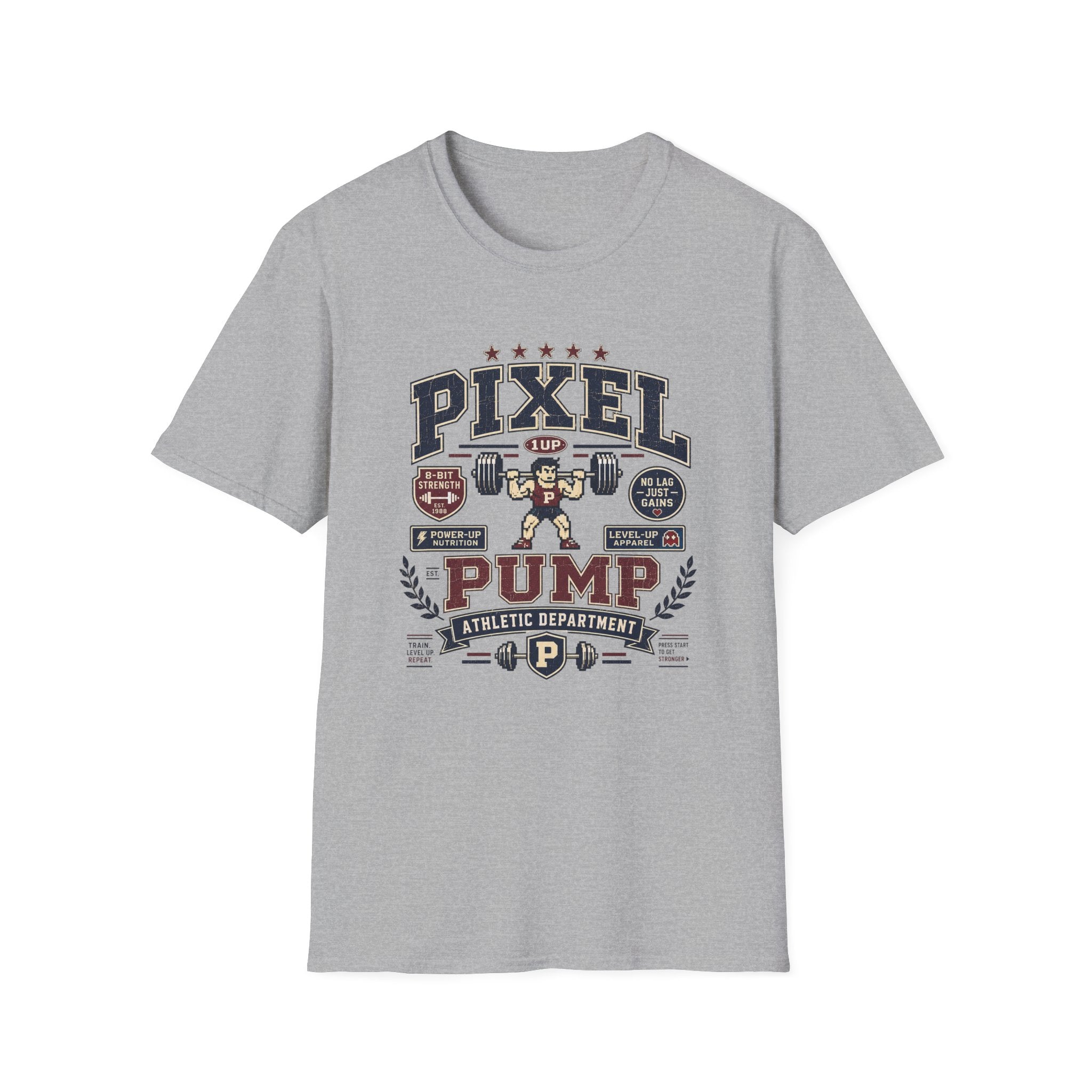 Pixel Pump T-Shirt - Retro 8-Bit Weightlifting Graphic Tee