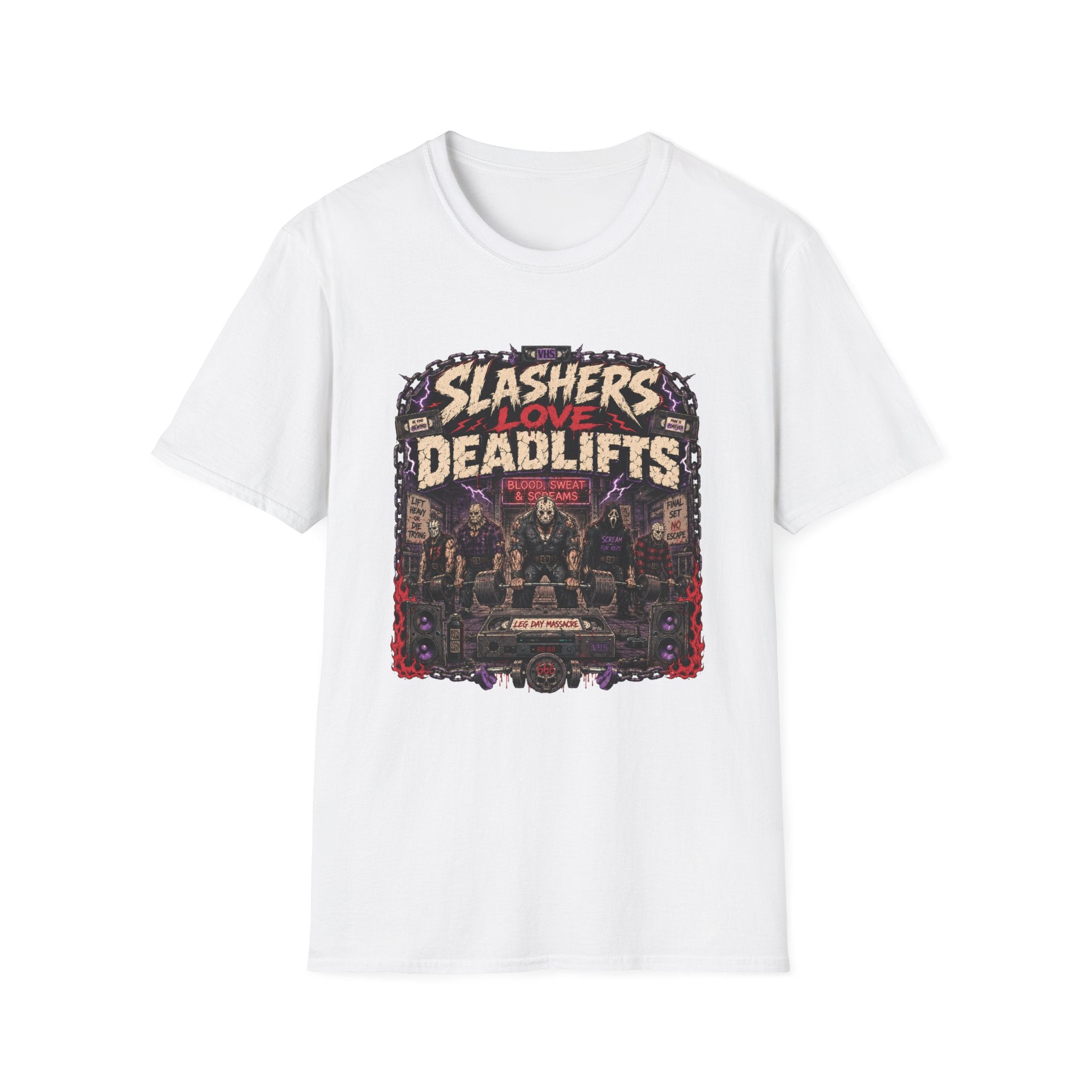 Slasher Gym T‑Shirt - "Slashers Love Deadlifts" Horror Workout Tee