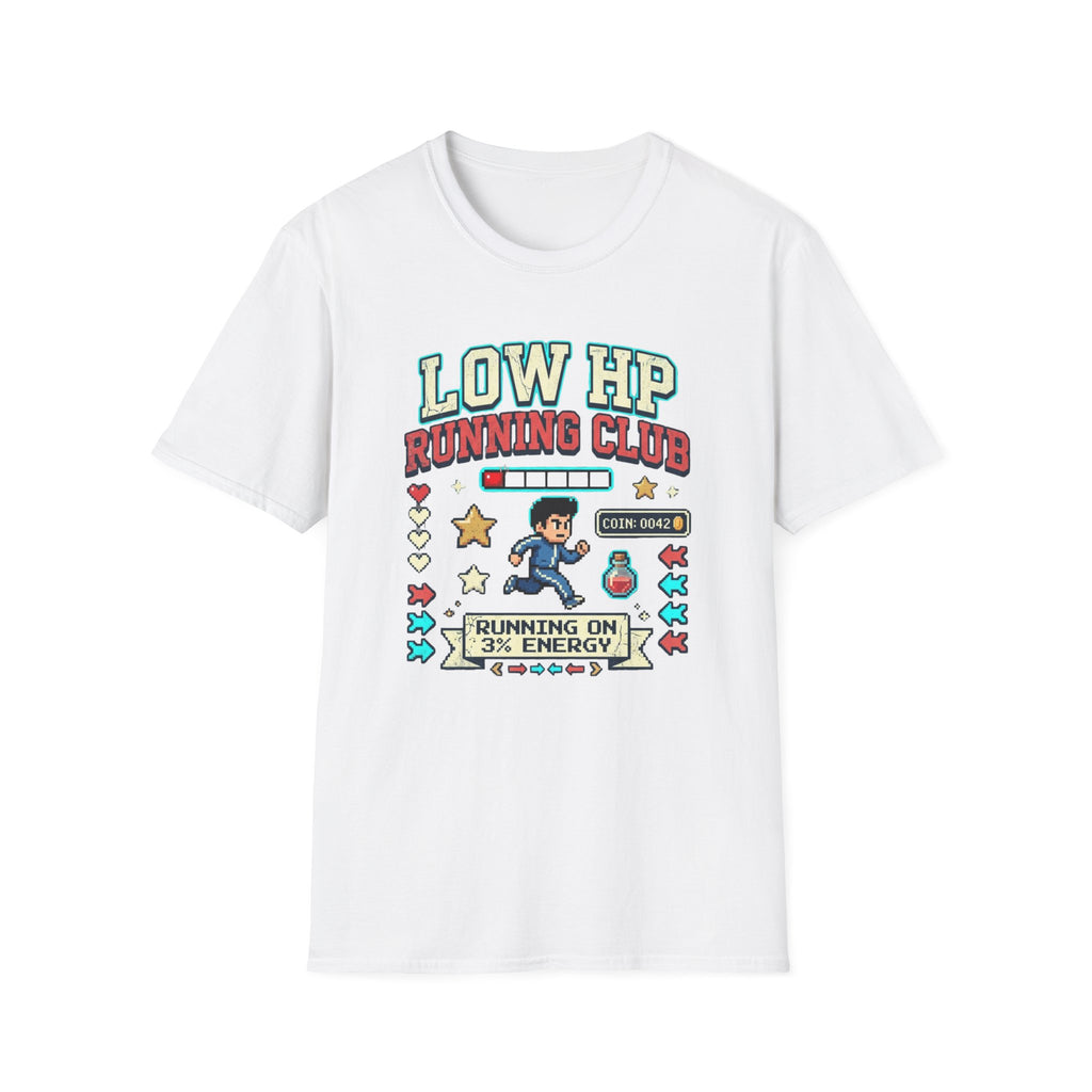 Low HP Running Club T-Shirt - Retro Video Game Gamer Tee