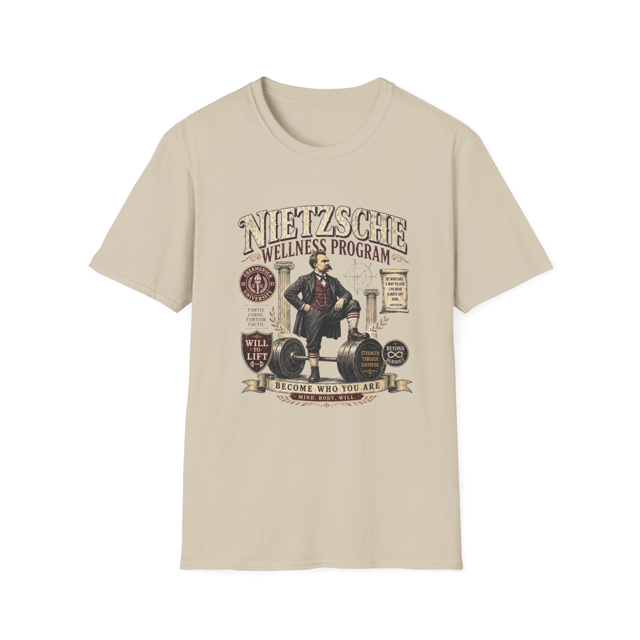 Nietzsche Wellness Program T-Shirt - 'Become Who You Are' Philosophical Vintage Tee