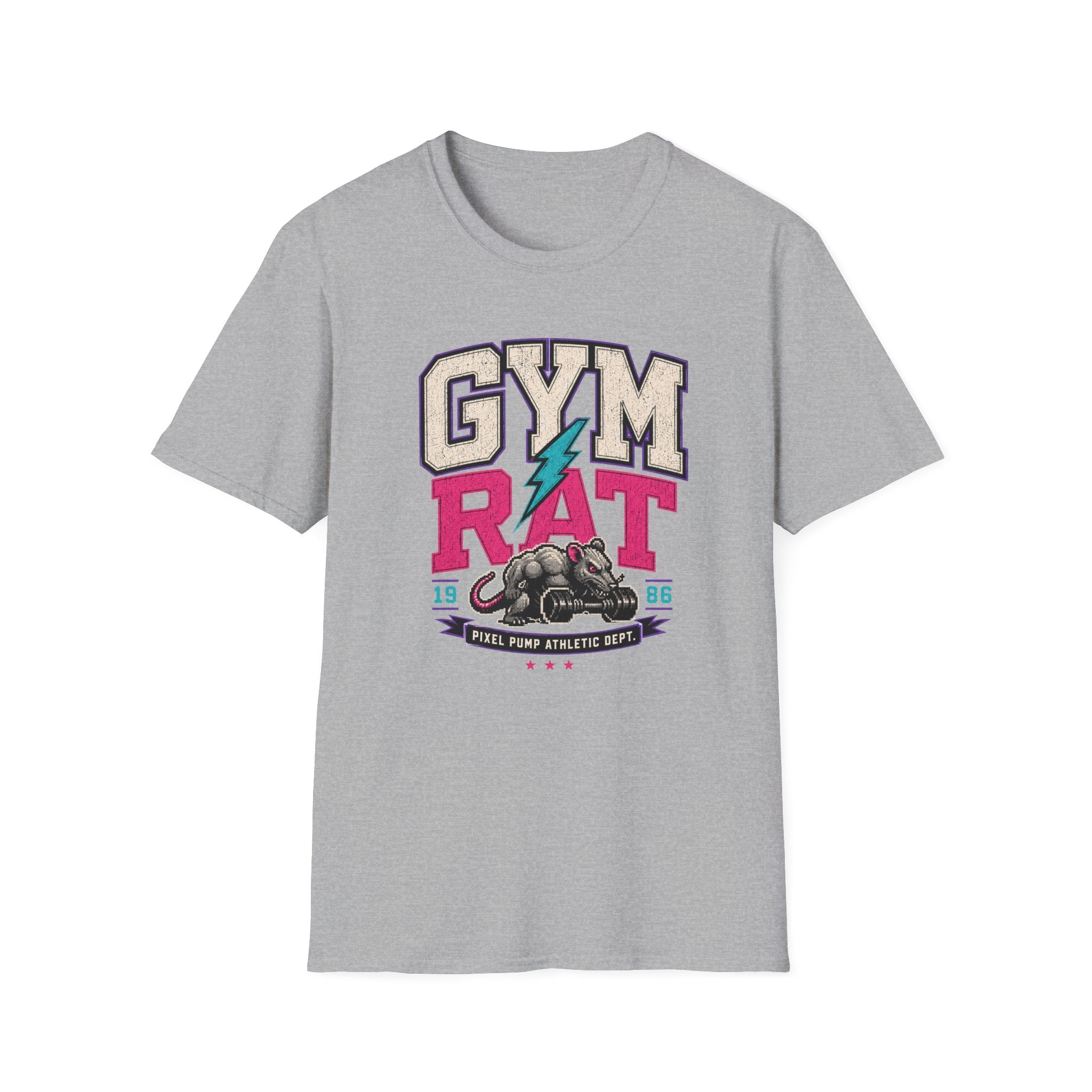 Gym Rat T‑Shirt - Retro Lightning Fitness Tee for Gym Lovers