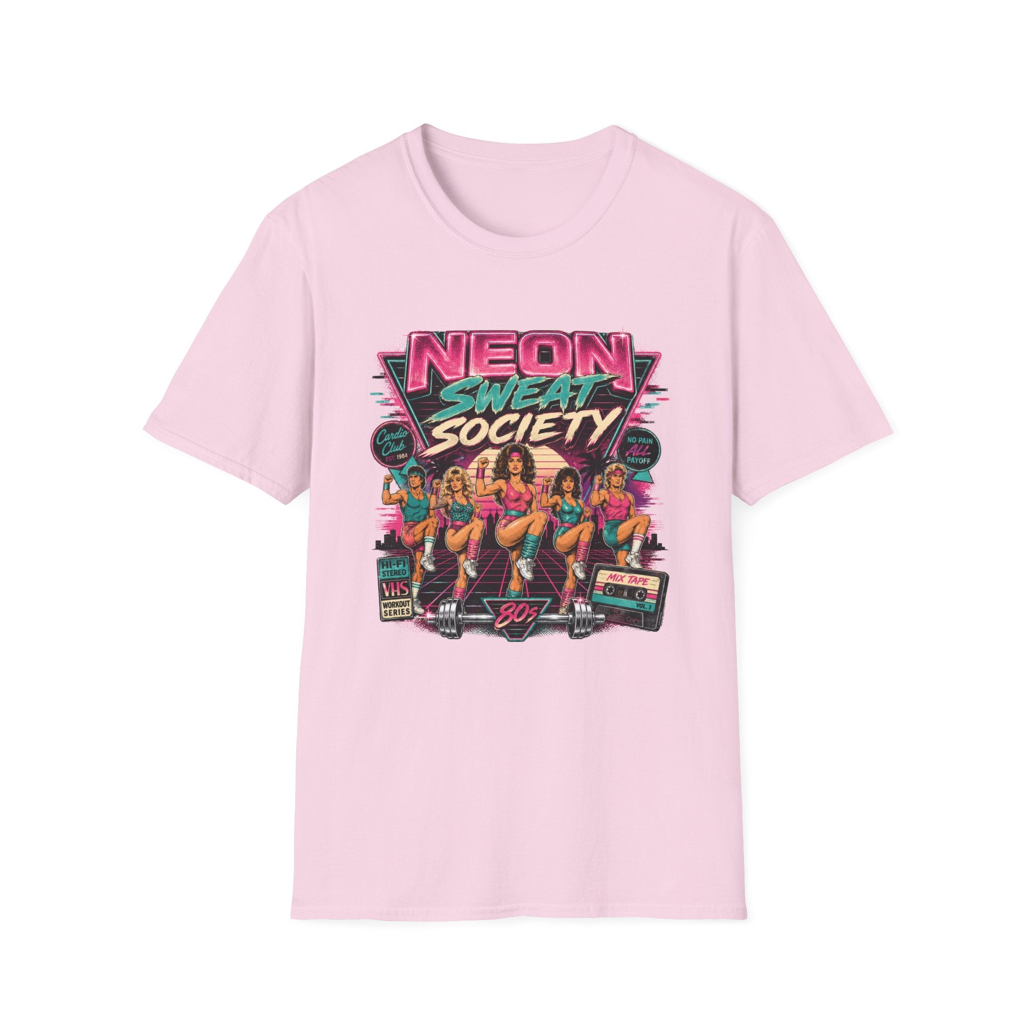 Neon Sweat Society T-Shirt - 80s Retro Fitness Tee