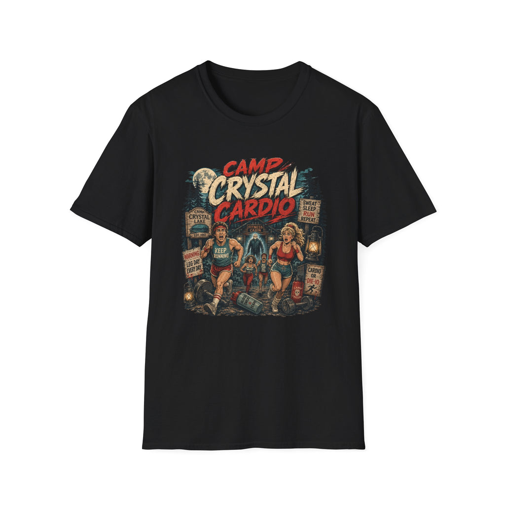 Camp Crystal Cardio T-Shirt - Retro Horror Fitness Tee