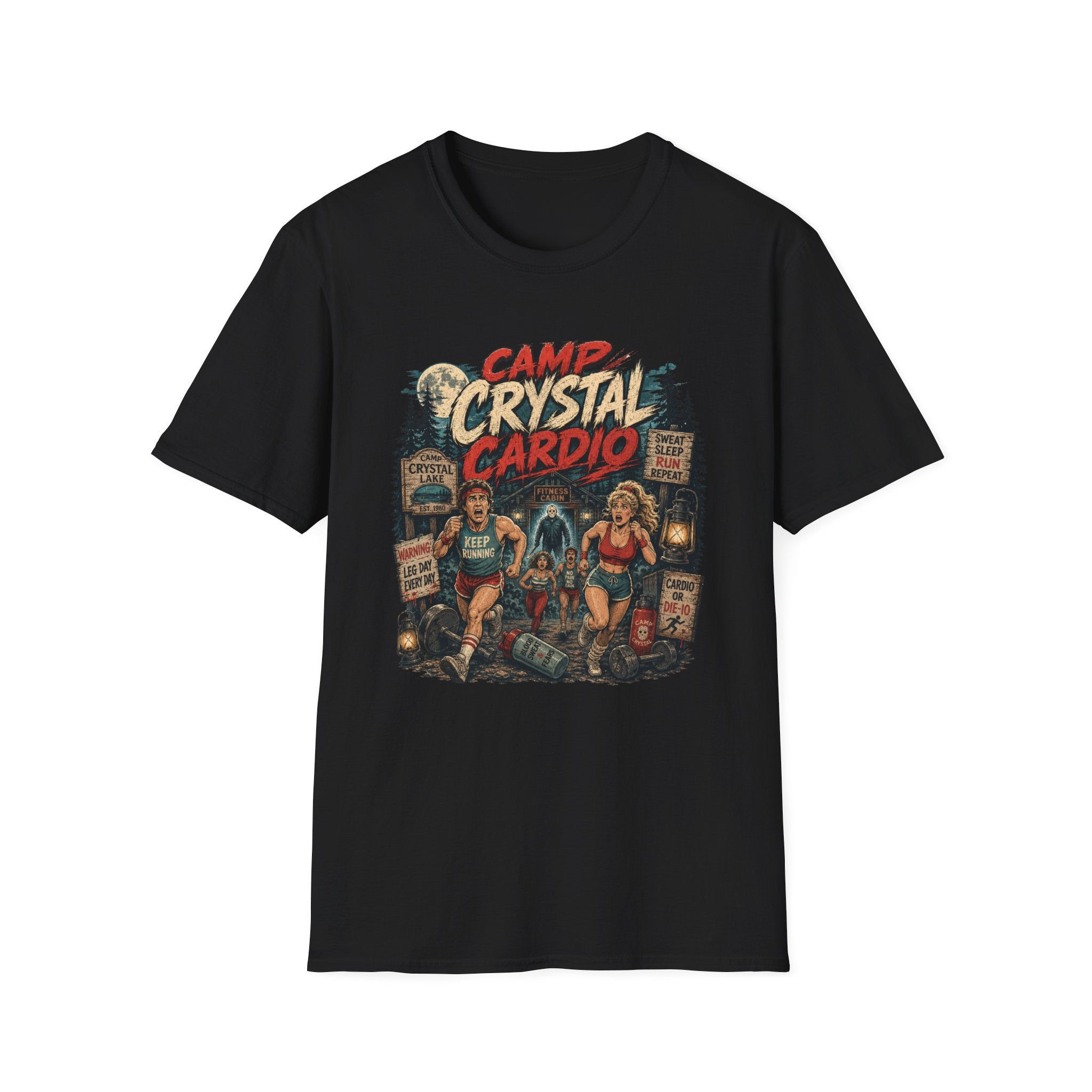 Camp Crystal Cardio T-Shirt - Retro Horror Fitness Tee